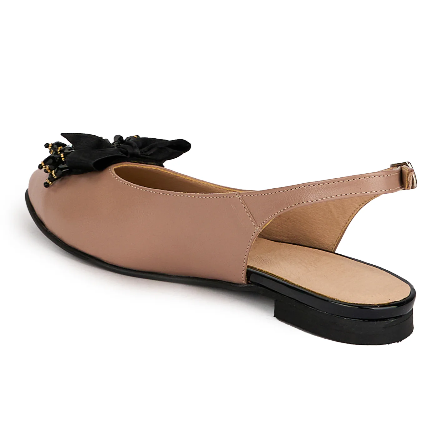 Balerini dama din piele naturala bej cu accesoriu 18682 - Image 2