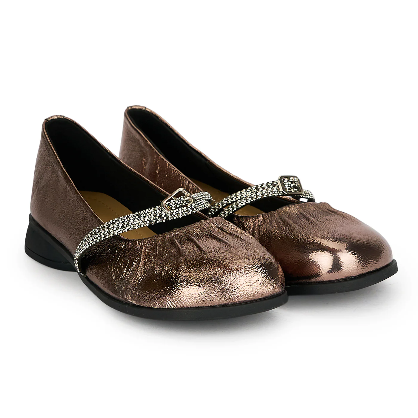 Balerini dama din piele naturala bronz 19373 - Image 4