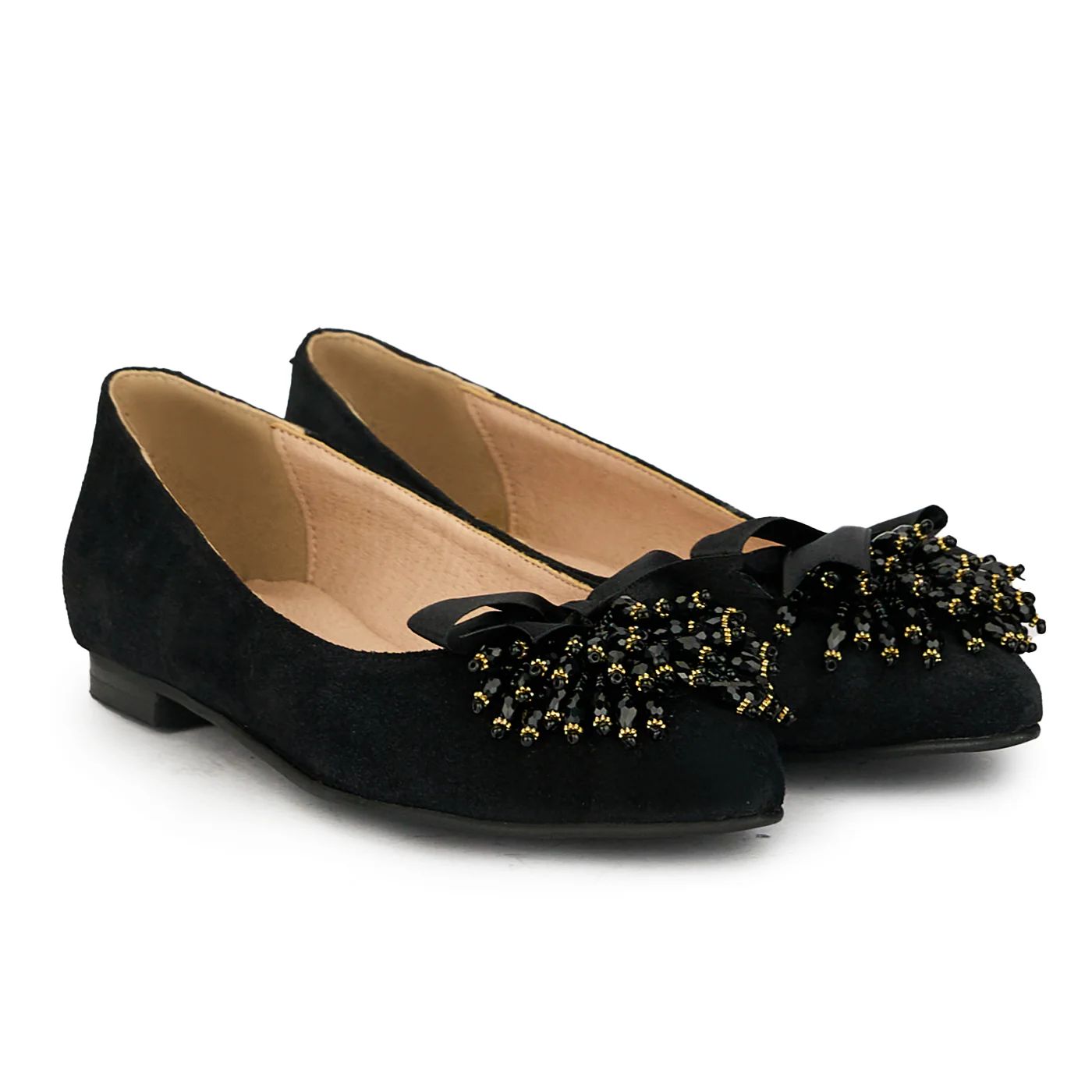 Balerini dama din piele naturala neagra cu accesoriu 17591 - Image 4
