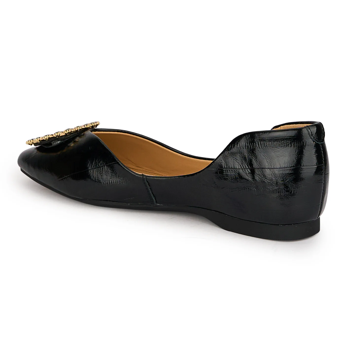 Balerini dama din piele naturala neagra cu accesoriu 18763 - Image 2