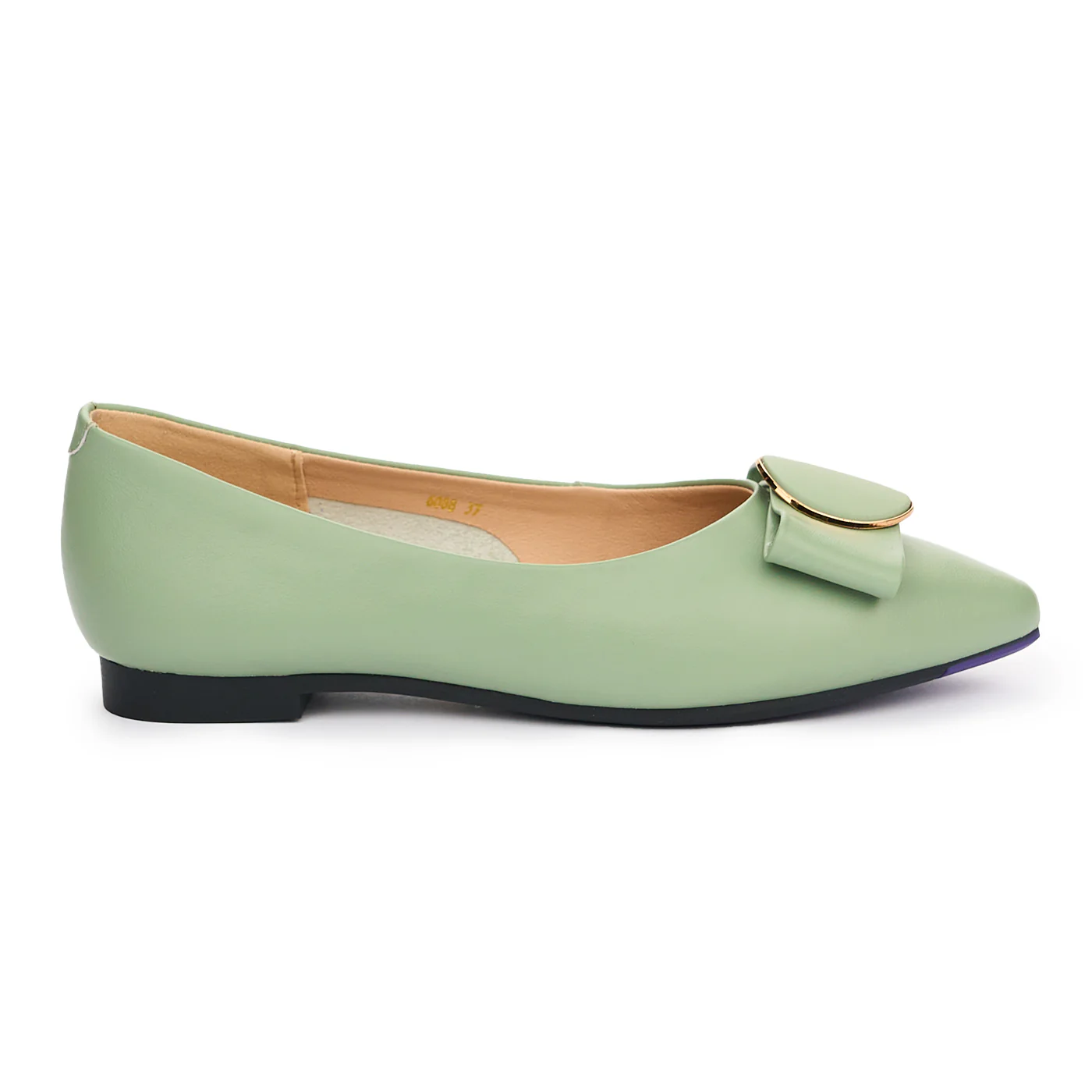 Balerini eleganti dama din piele naturala verde 13100