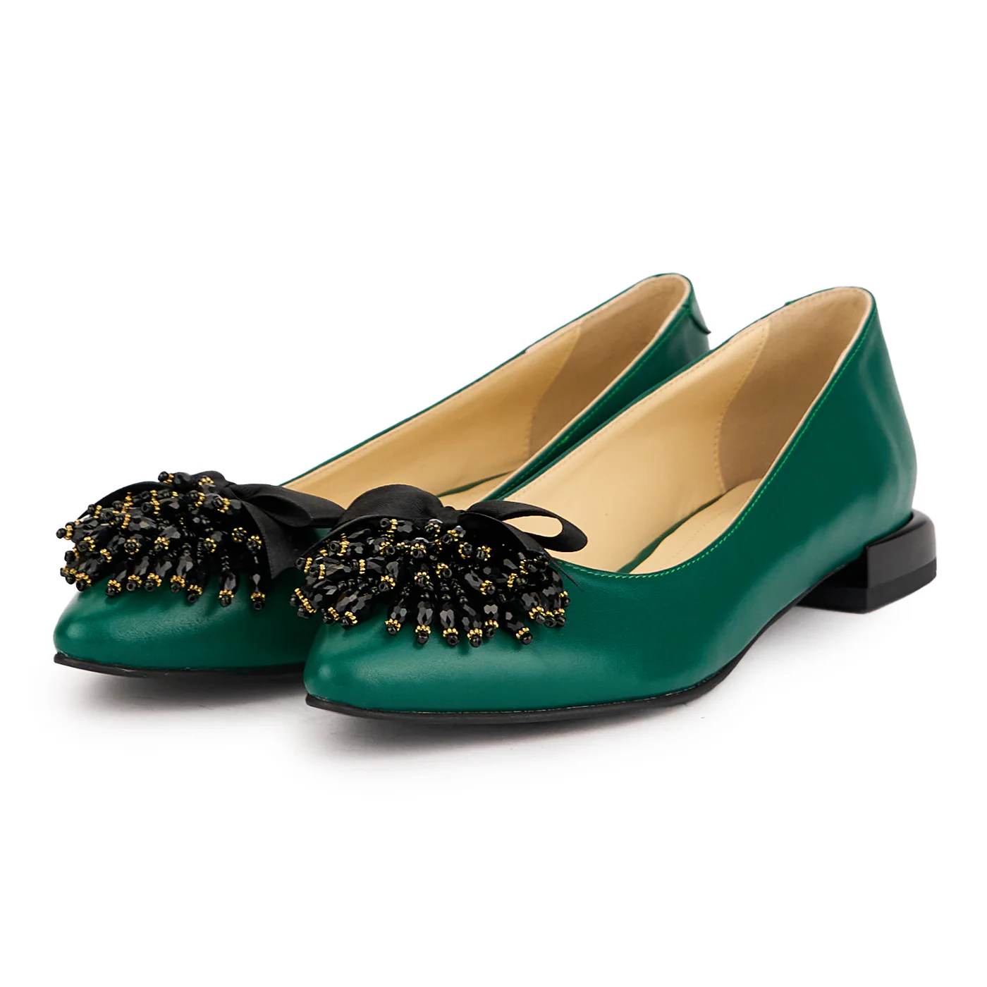 Balerini eleganti dama din piele naturala verde 16462 - Image 3
