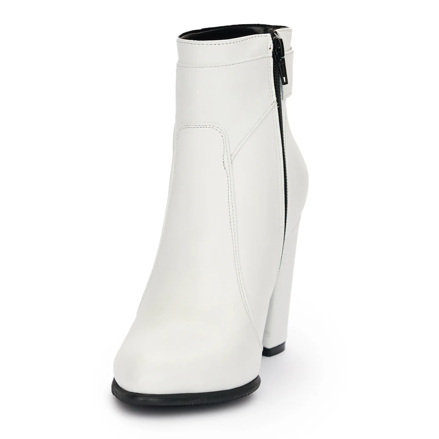 Botine Albe cu Toc 9.5 Cm Dama din Piele Naturala 12353 - Image 3