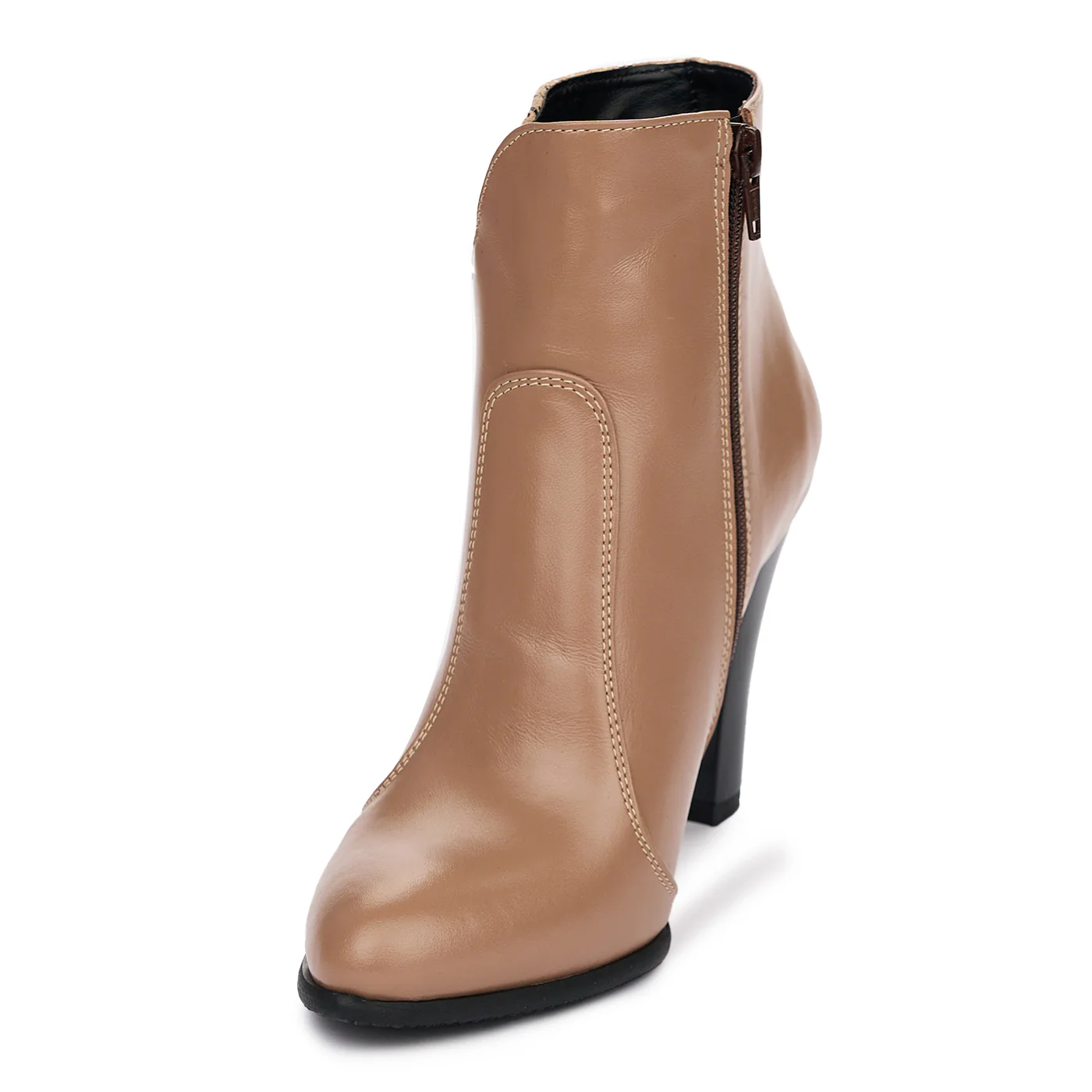 Botine Bej cu Toc Subtire 10 Cm Dama din Piele Naturala 12619 - Image 3