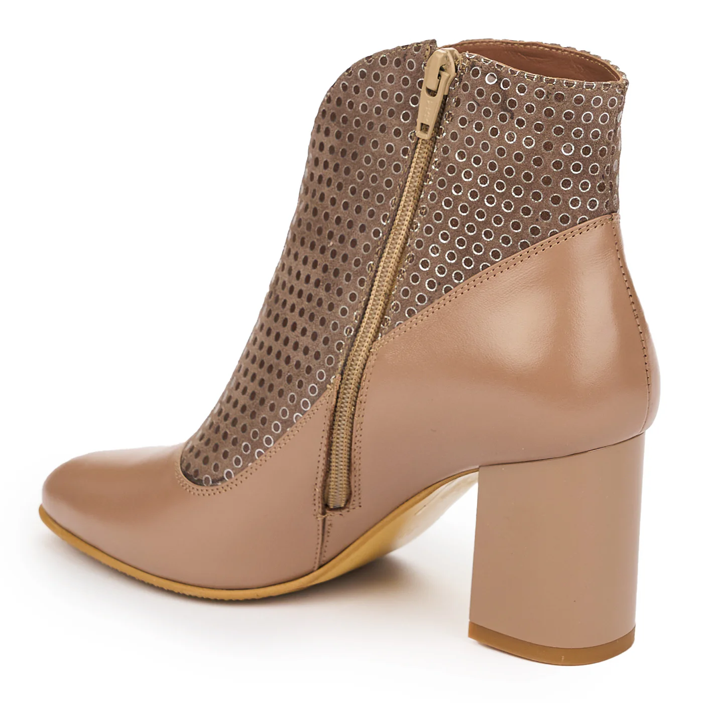 Botine Bej Dama Piele Natural Toc 7 Cm 12375 - Image 2