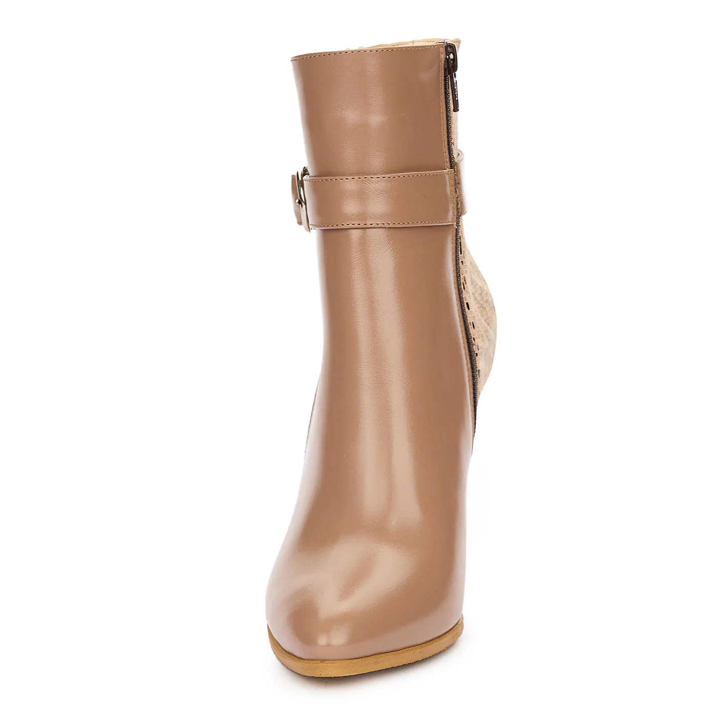 Botine Bej Piele Naturala Toc 9.5 Cm Dama 12371 - Image 3