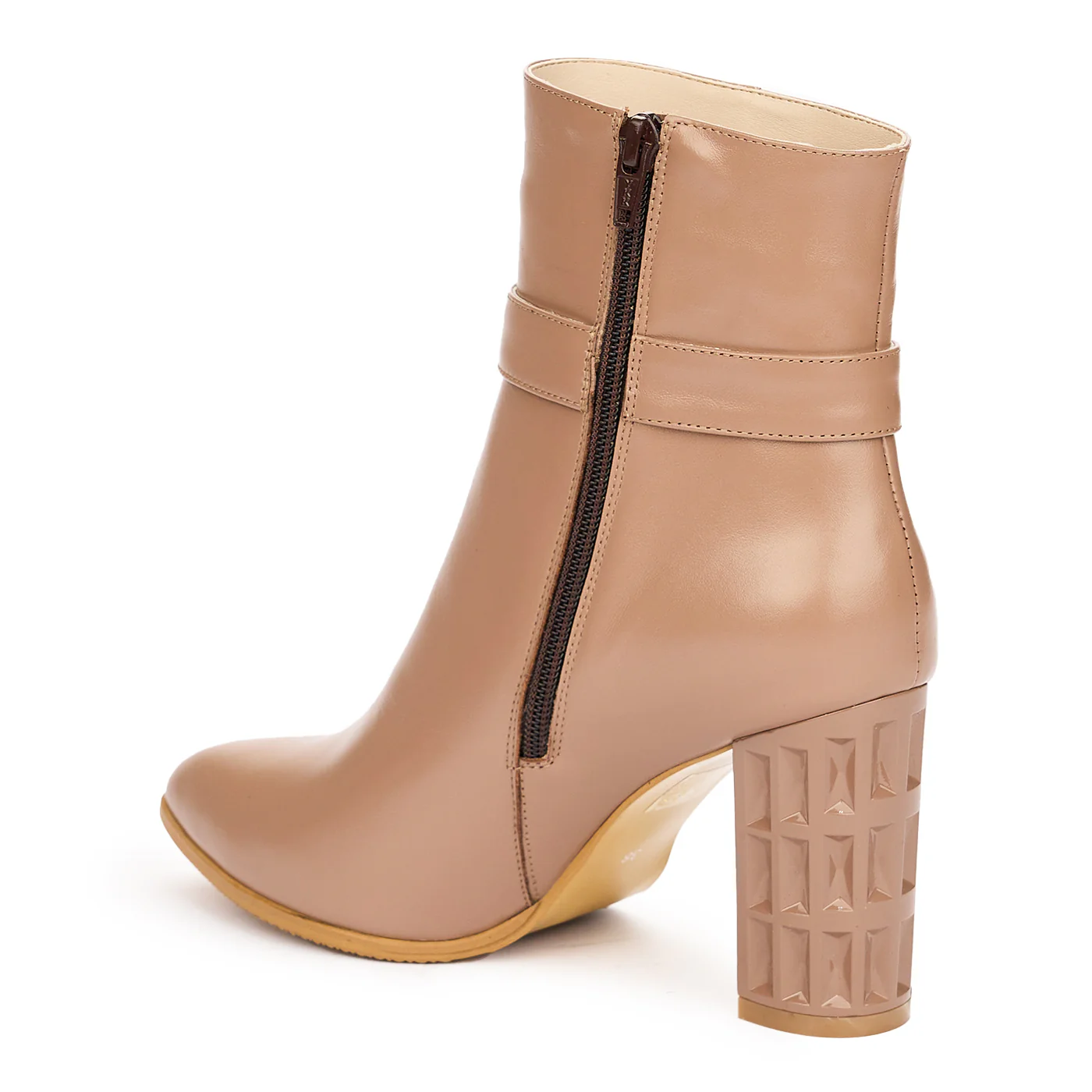 Botine Bej Piele Toc 7 Cm 12218 - Image 2