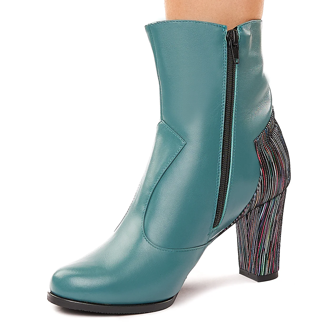 Botine bleu din piele naturala 6115 - Image 4