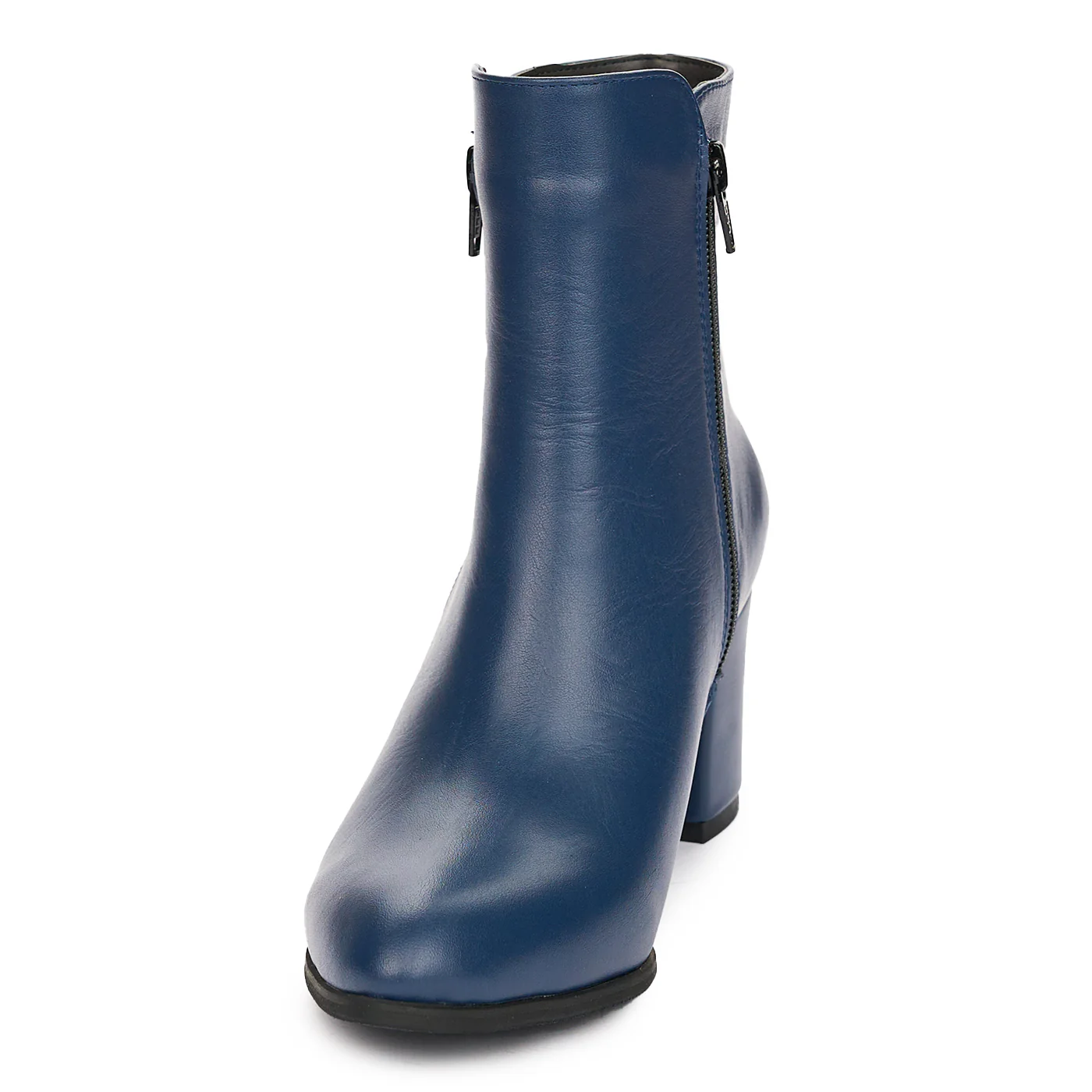 Botine Bleumarin cu Toc Gros 7 Cm din Piele Naturala 12205 - Image 3