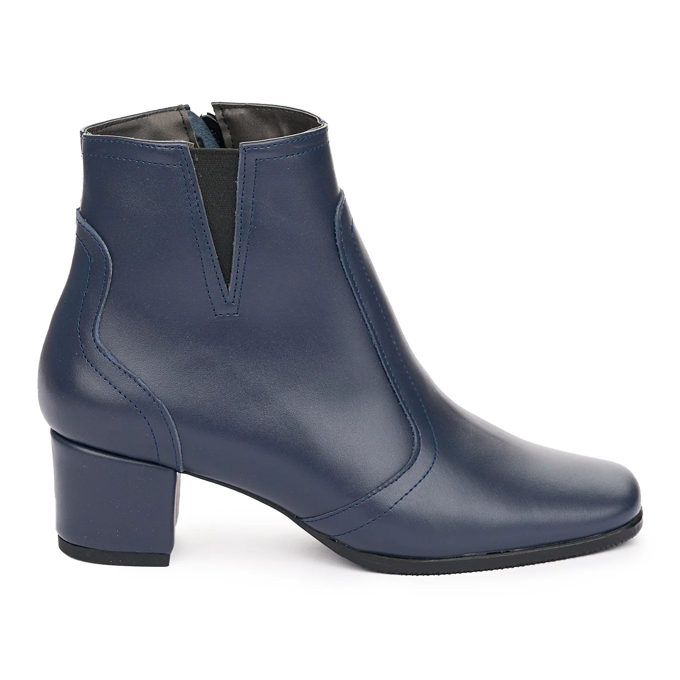Botine Bleumarin Dama Toc 5 Cm din Piele Naturala 12048