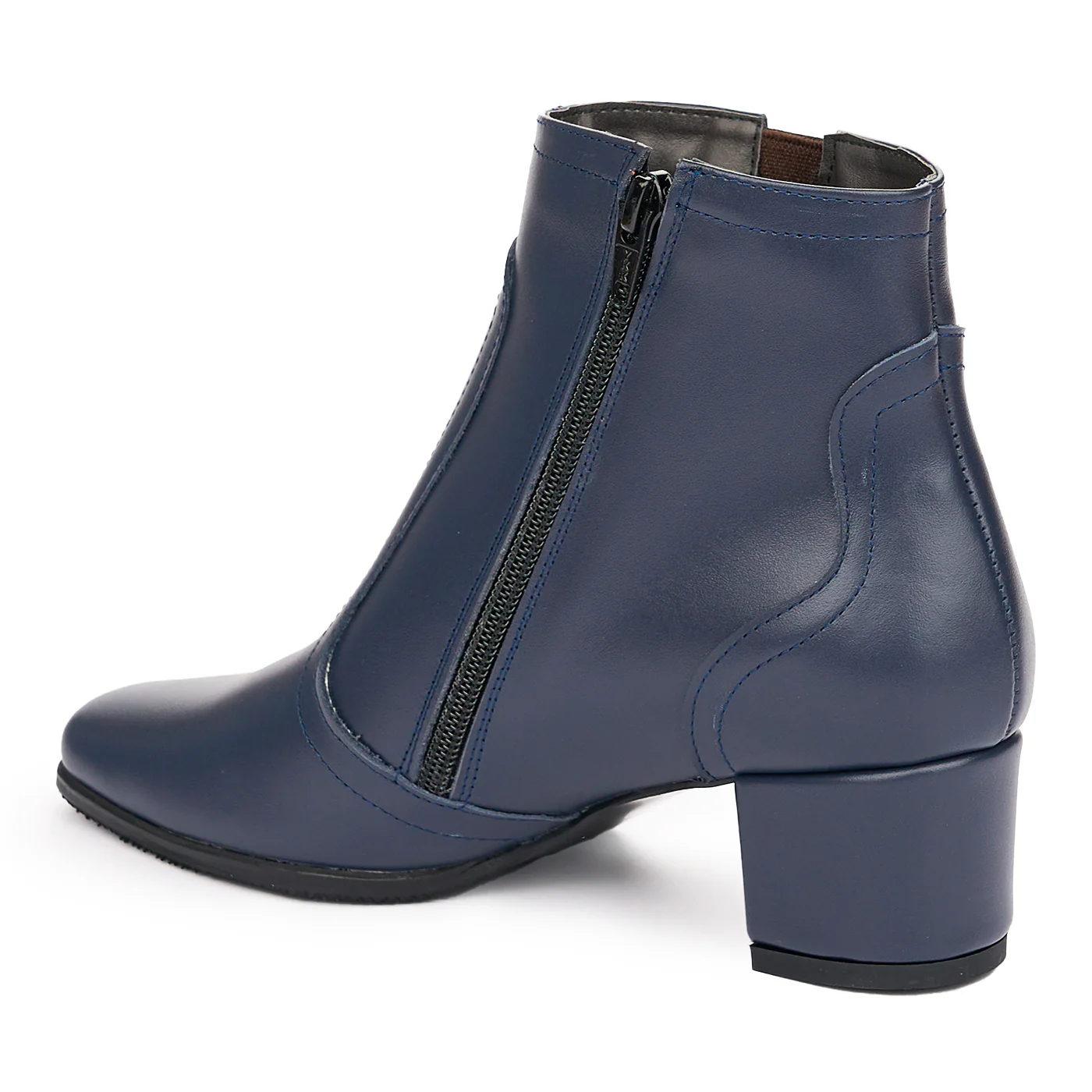 Botine Bleumarin Dama Toc 5 Cm din Piele Naturala 12048 - Image 2