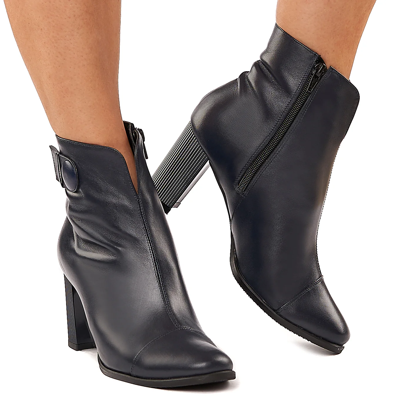 Botine bleumarin din piele naturala 6008 - Image 2