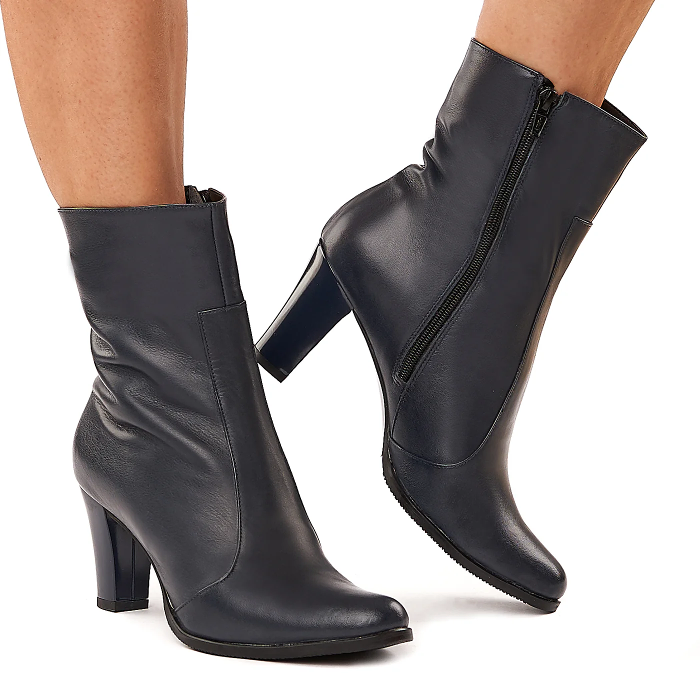 Botine bleumarin din piele naturala 6034 - Image 2