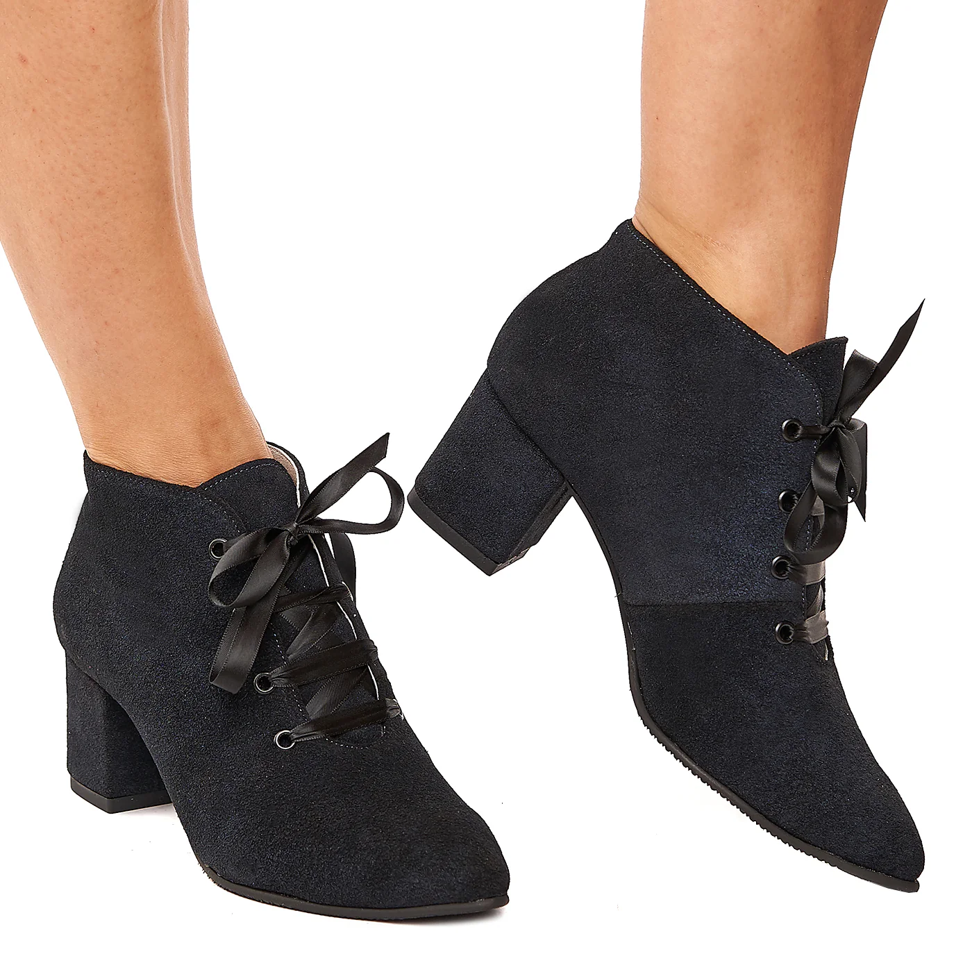 Botine bleumarin din piele naturala 6107 - Image 2