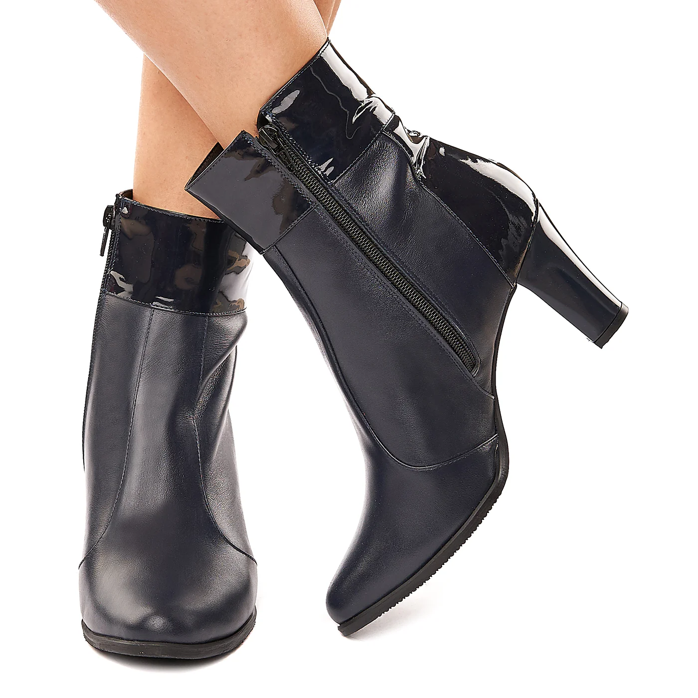 Botine bleumarin din piele naturala 6118 - Image 3