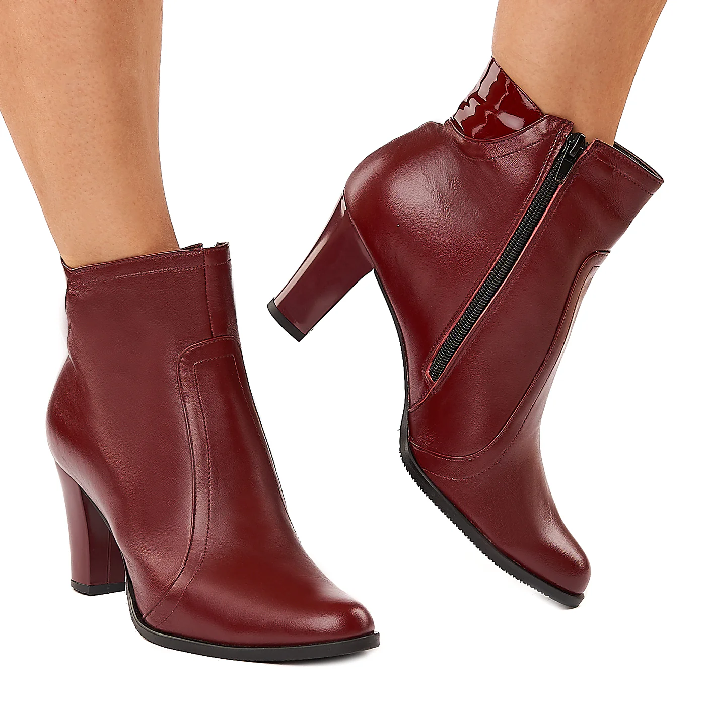 Botine bordo din piele naturala 6010 - Image 2