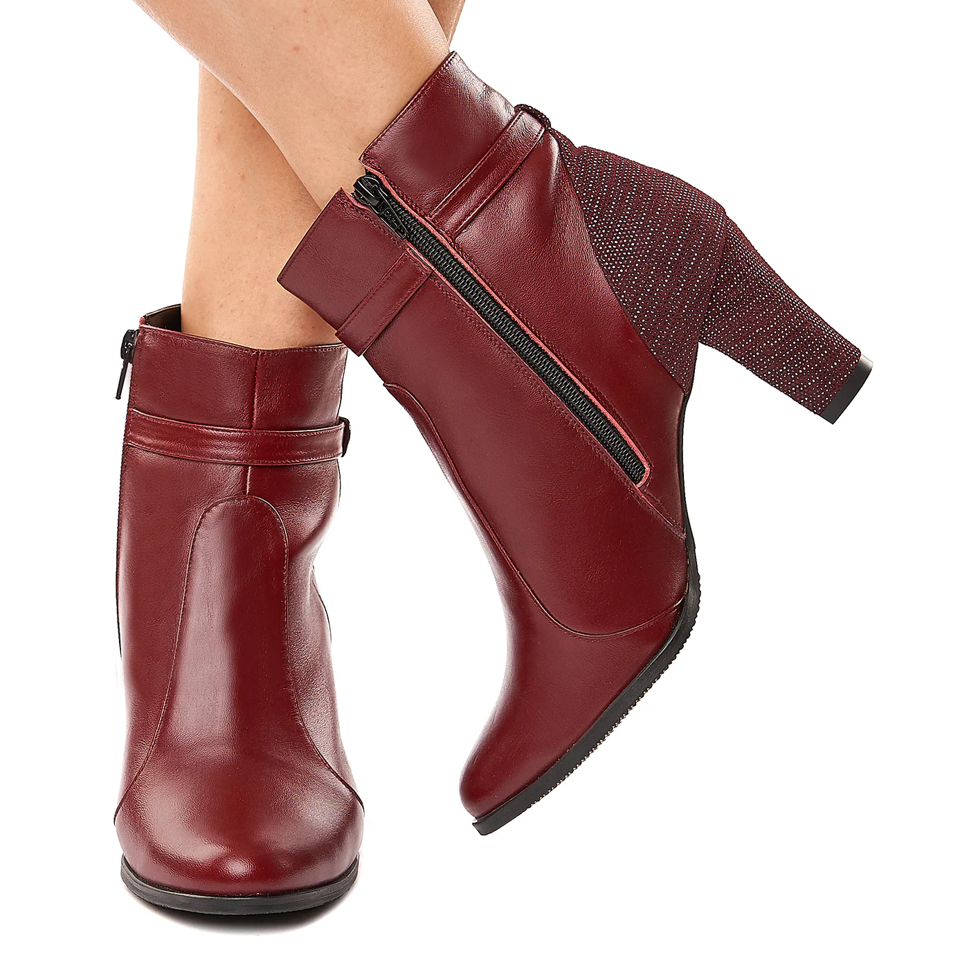 Botine Bordo Piele Toc 8 Cm 6137 - Image 3