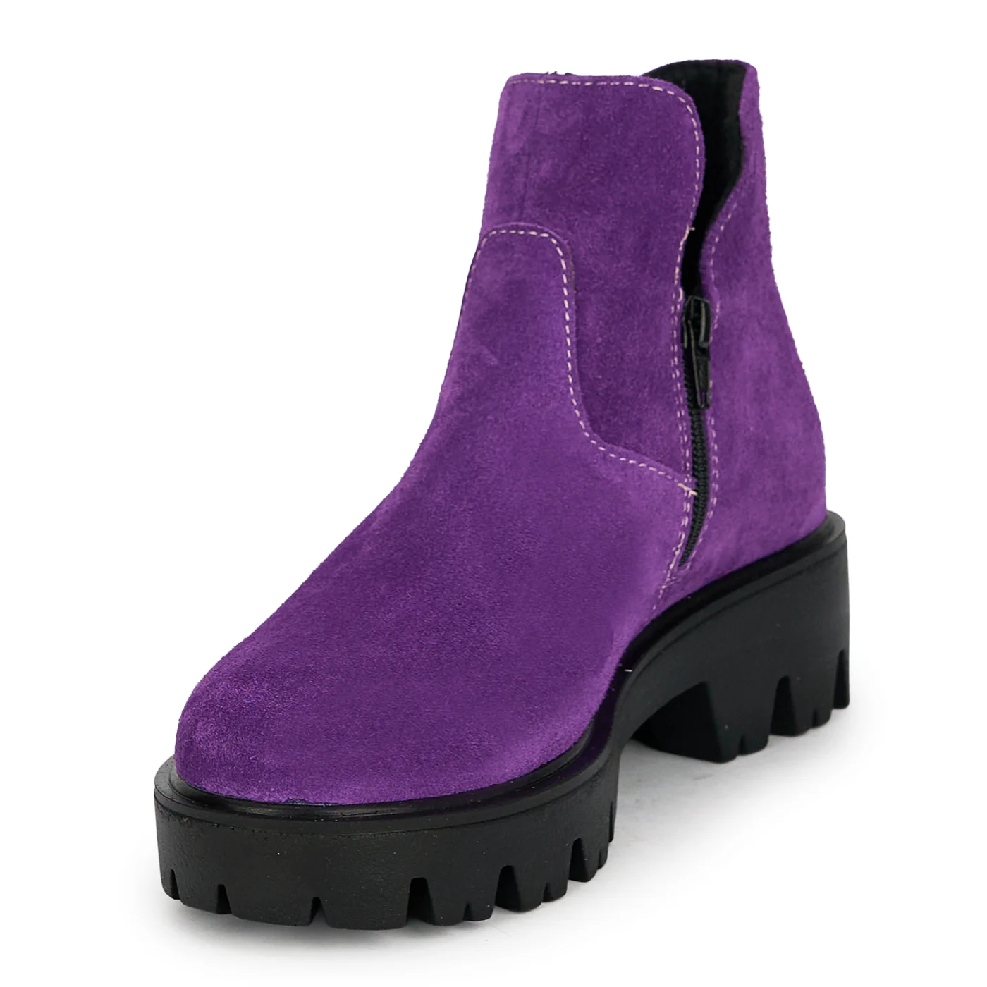 Ghete casual dama din piele naturala mov 19072 - Image 3