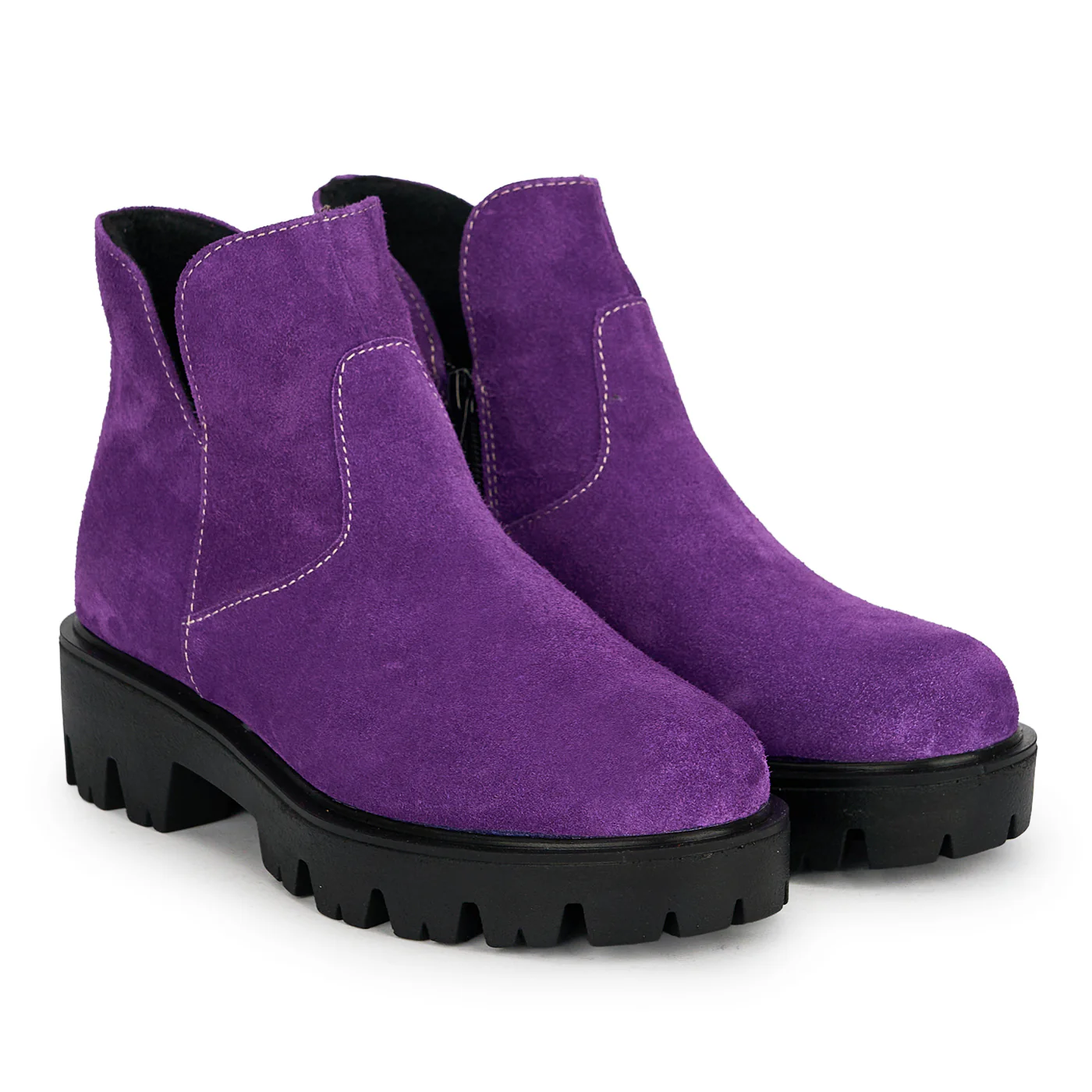 Ghete casual dama din piele naturala mov 19072 - Image 4