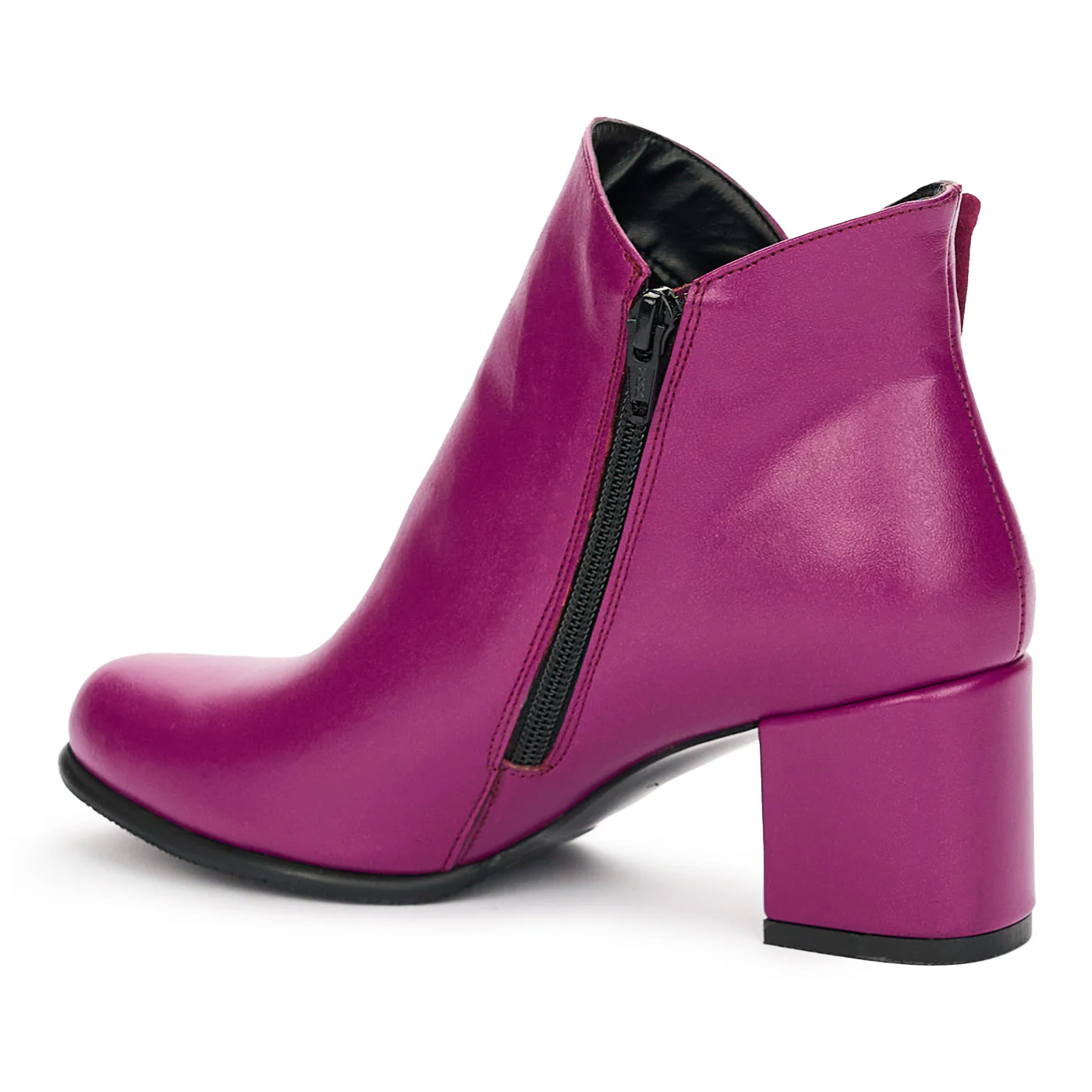 Botine cu Fundita Dama Toc 6.5 Cm din Piele Naturala Mov 12464 - Image 2