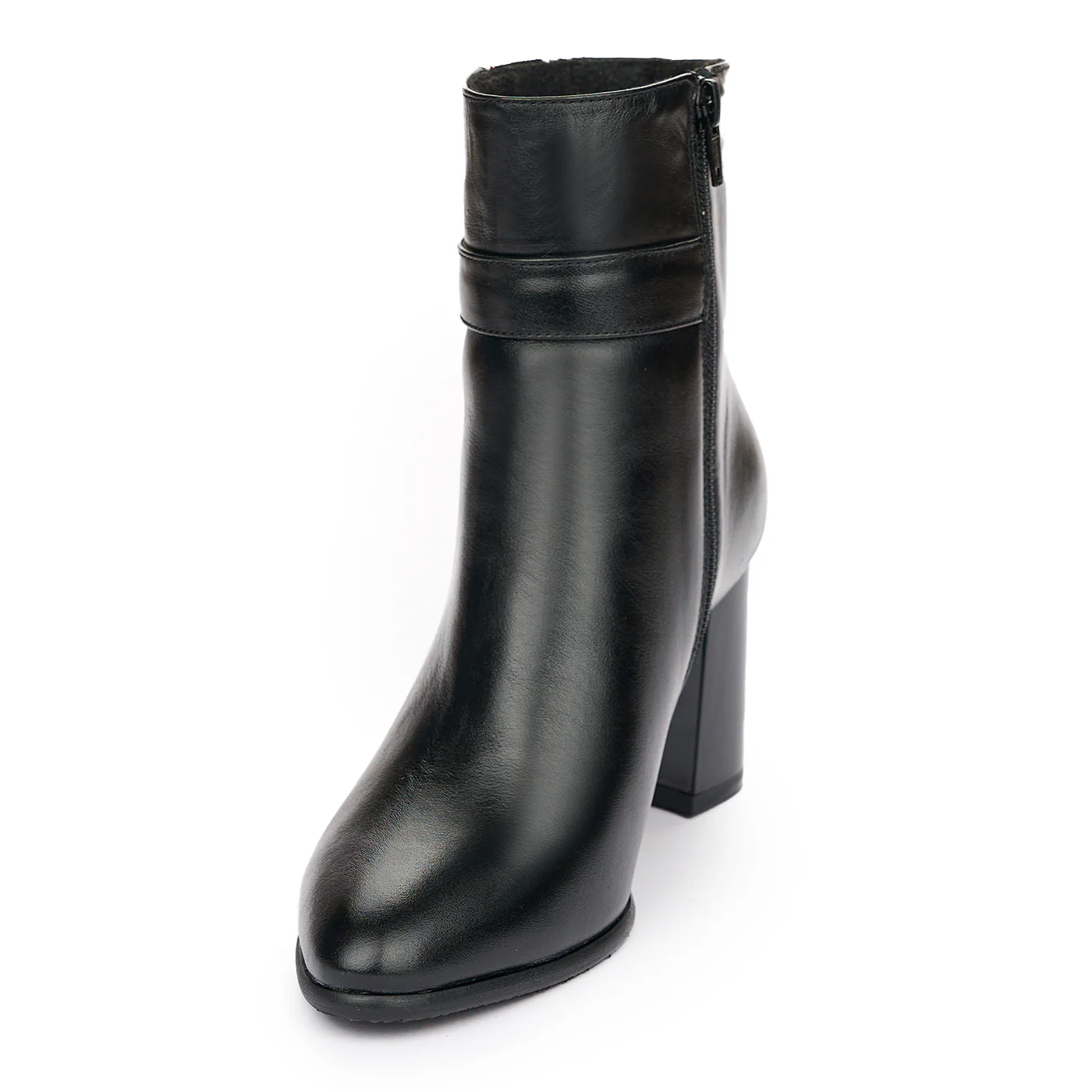 Botine cu Toc Gros Negre din Piele Naturala 12067 - Image 3