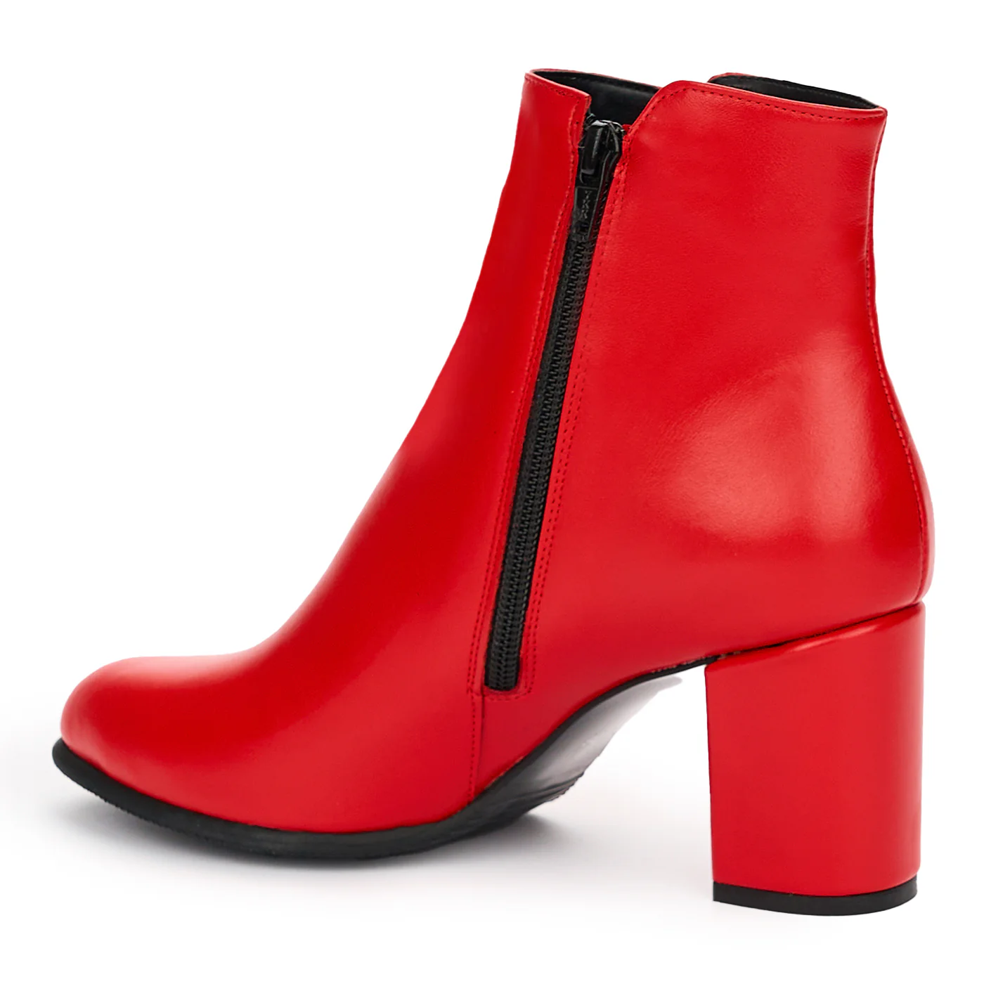 Botine cu Toc Gros Rosii Dama din Piele Naturala 12363 - Image 2