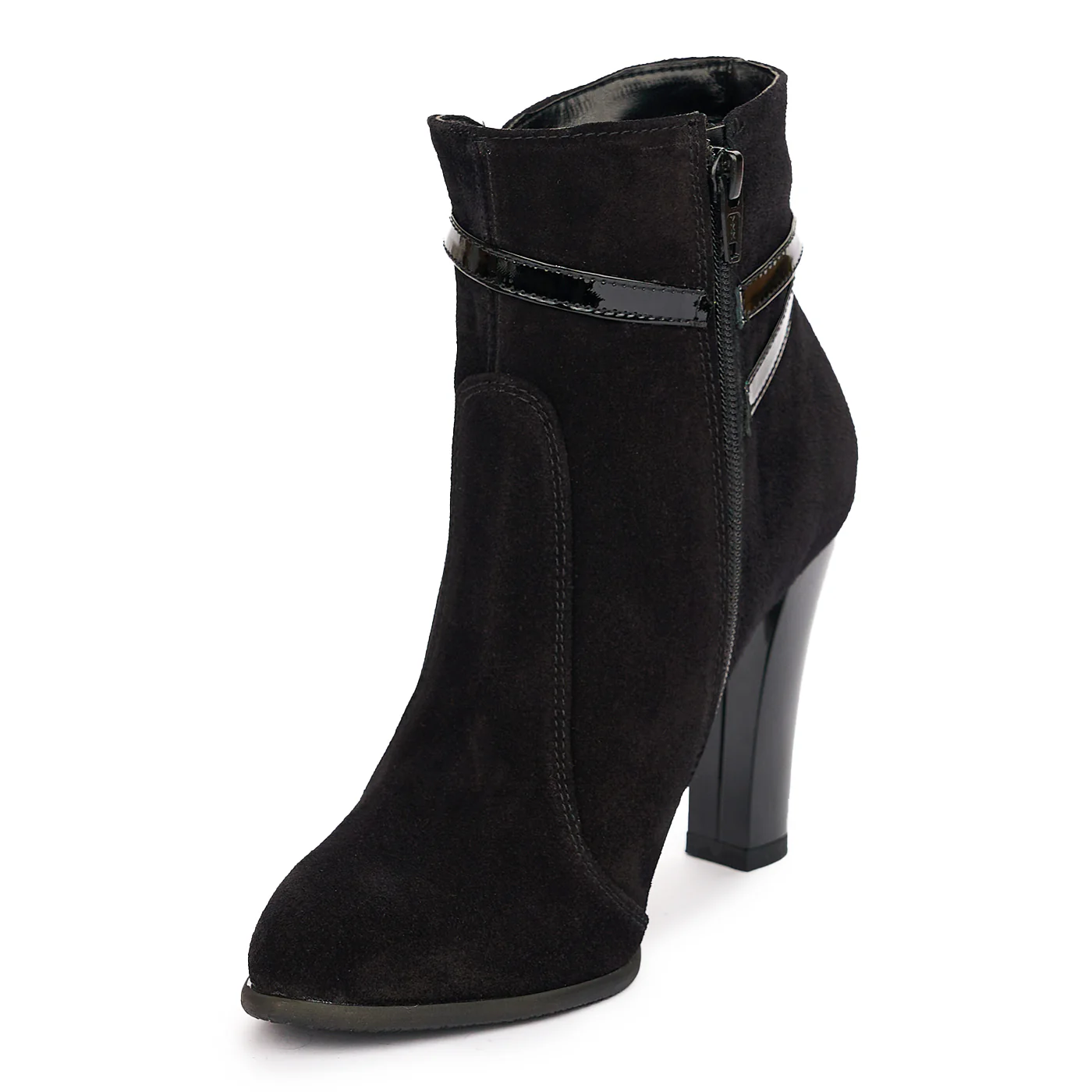 Botine cu Toc Negre din Piele Naturala 10865 - Image 3