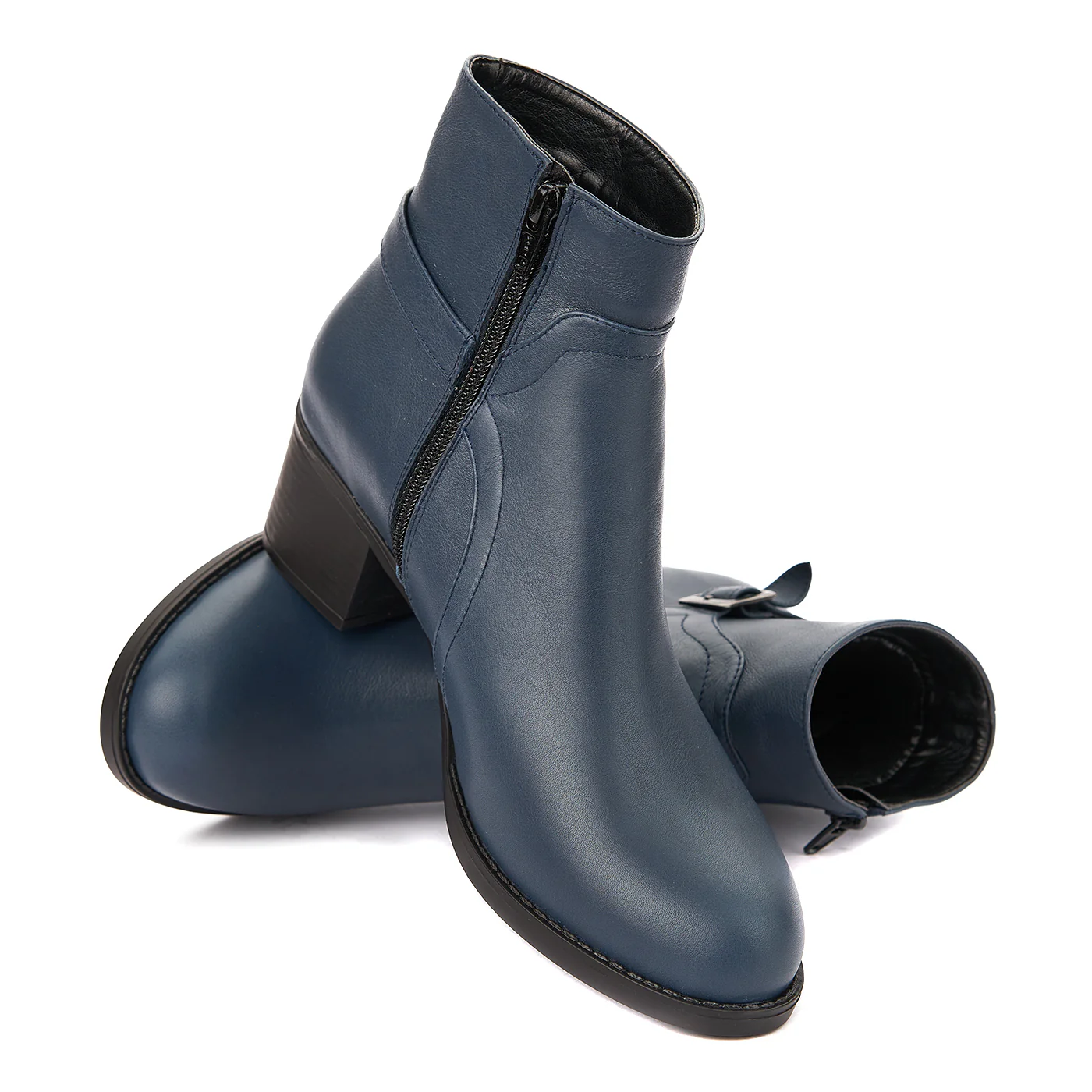 Botine dama albastre din piele naturala 6235 - Image 4