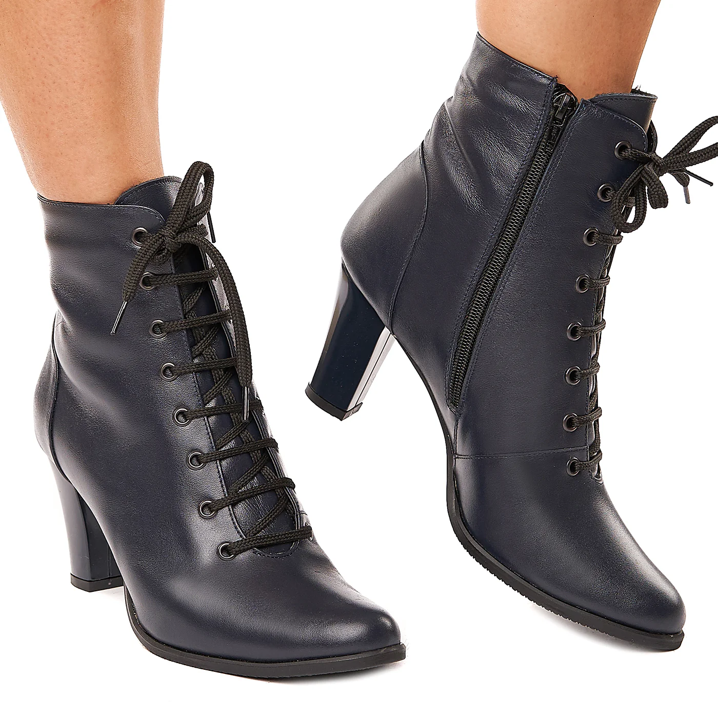 Botine dama bleumarin din piele naturala 6125 - Image 2