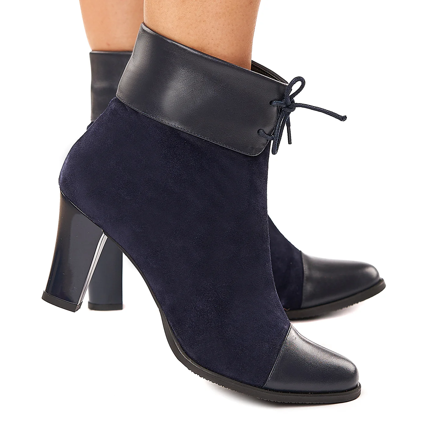Botine Dama Bleumarin Toc 8 Cm din Piele Naturala 6119