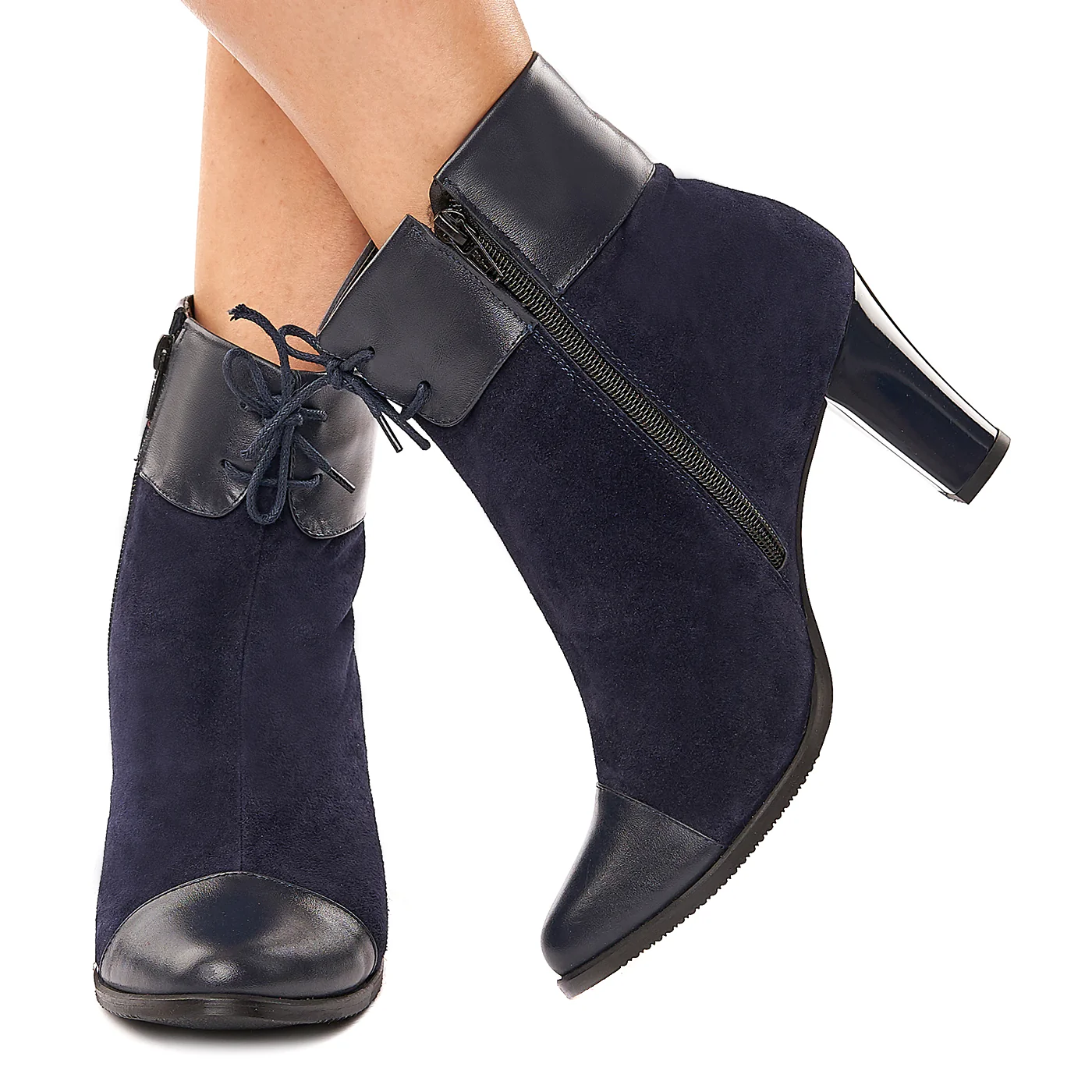 Botine Dama Bleumarin Toc 8 Cm din Piele Naturala 6119 - Image 3