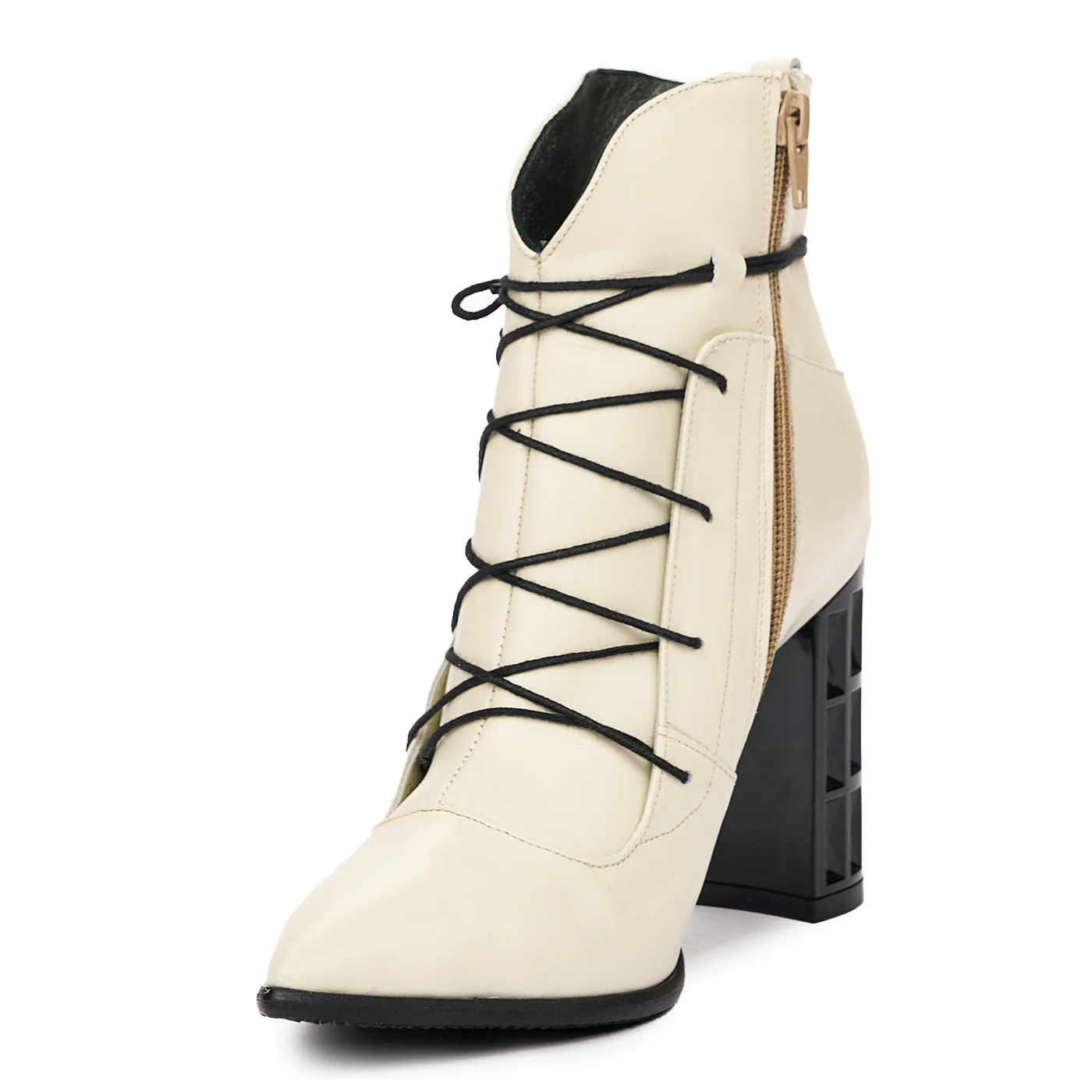 Botine dama crem din piele naturala 6598 - Image 4