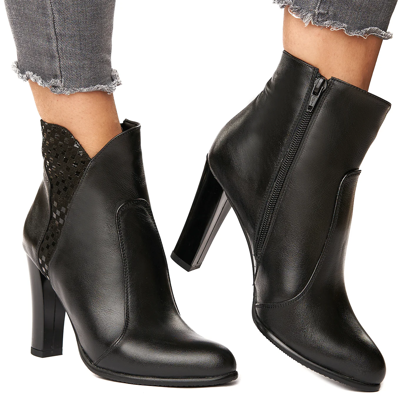 Botine Dama cu Toc Elegante din Piele Naturala Neagra 6178 - Image 2