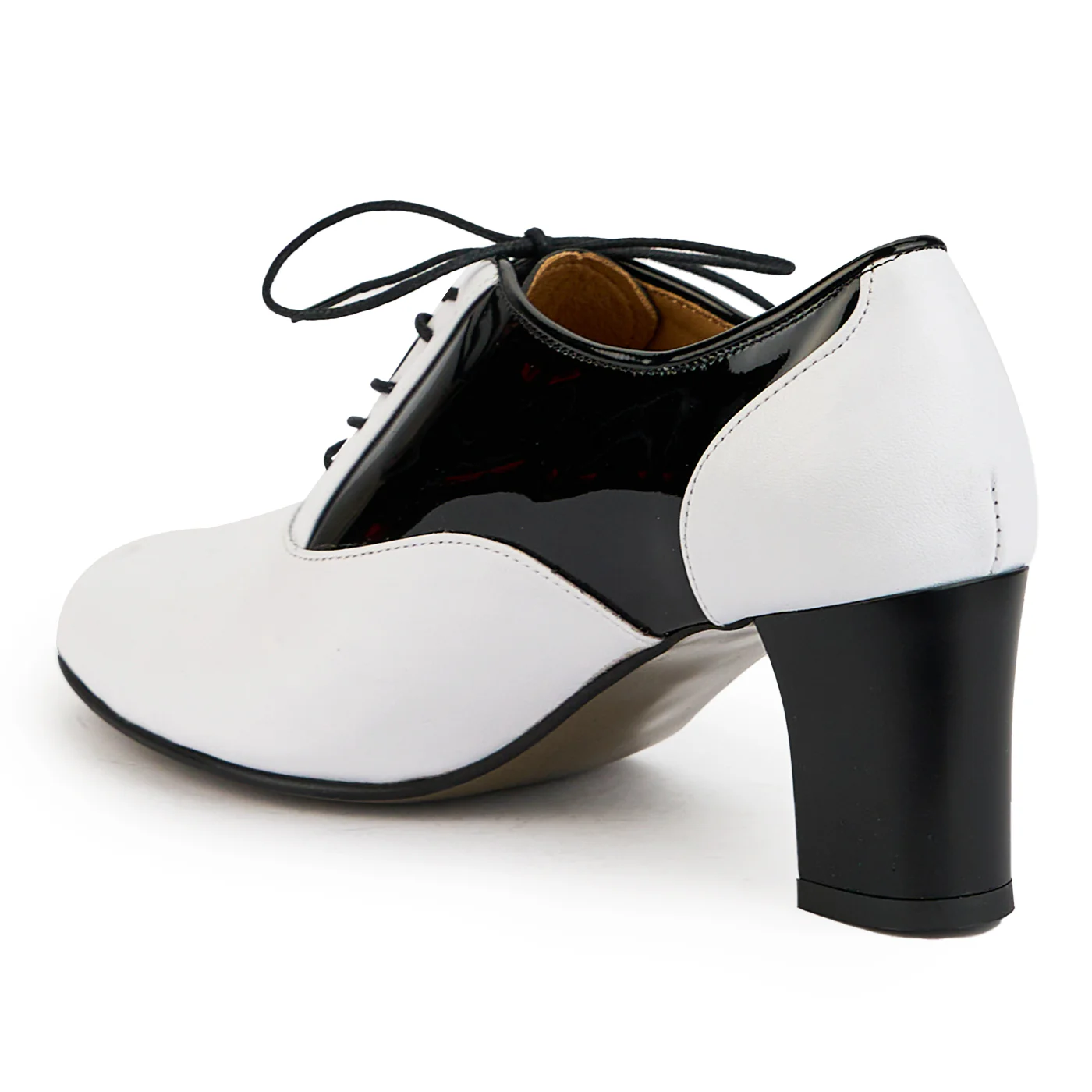 Botine dama din piele naturala alba cu toc gros 6.5 cm 14858 - Image 2