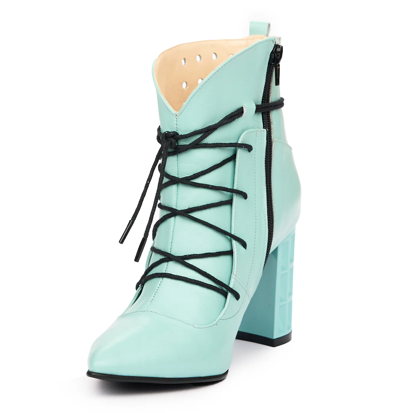 Botine dama din piele naturala albastra 6821 - Image 4