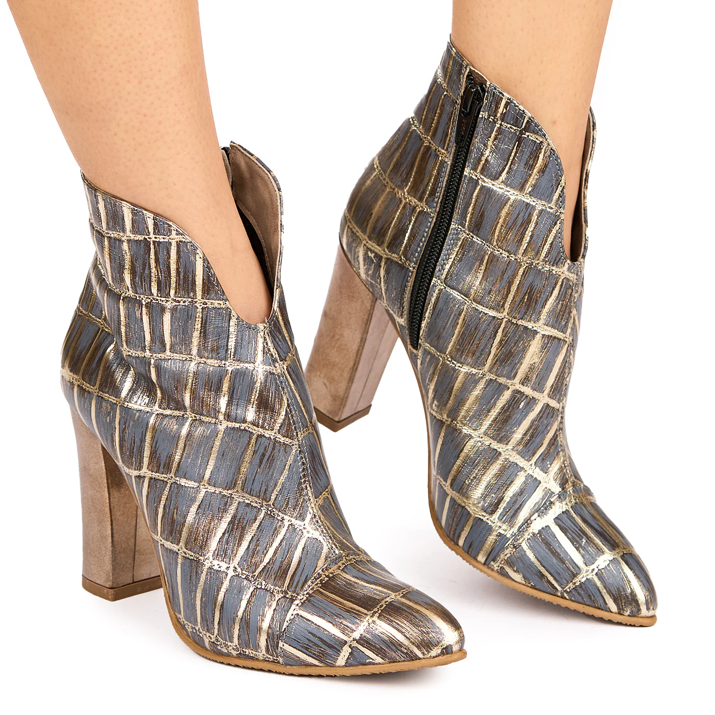 Botine dama din piele naturala auriu 6354 - Image 2