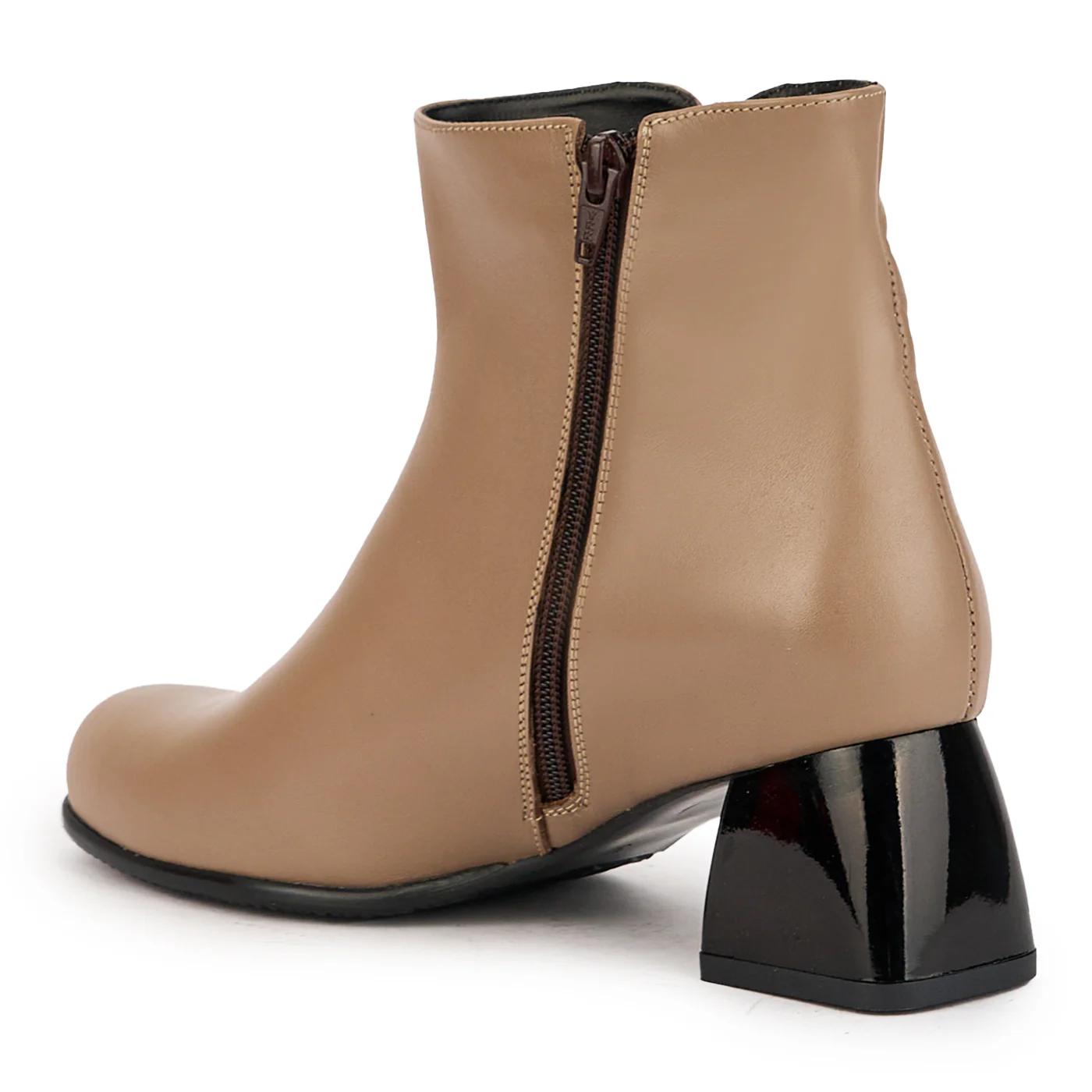 Botine dama din piele naturala bej cu toc gros 6 cm 17304 - Image 2