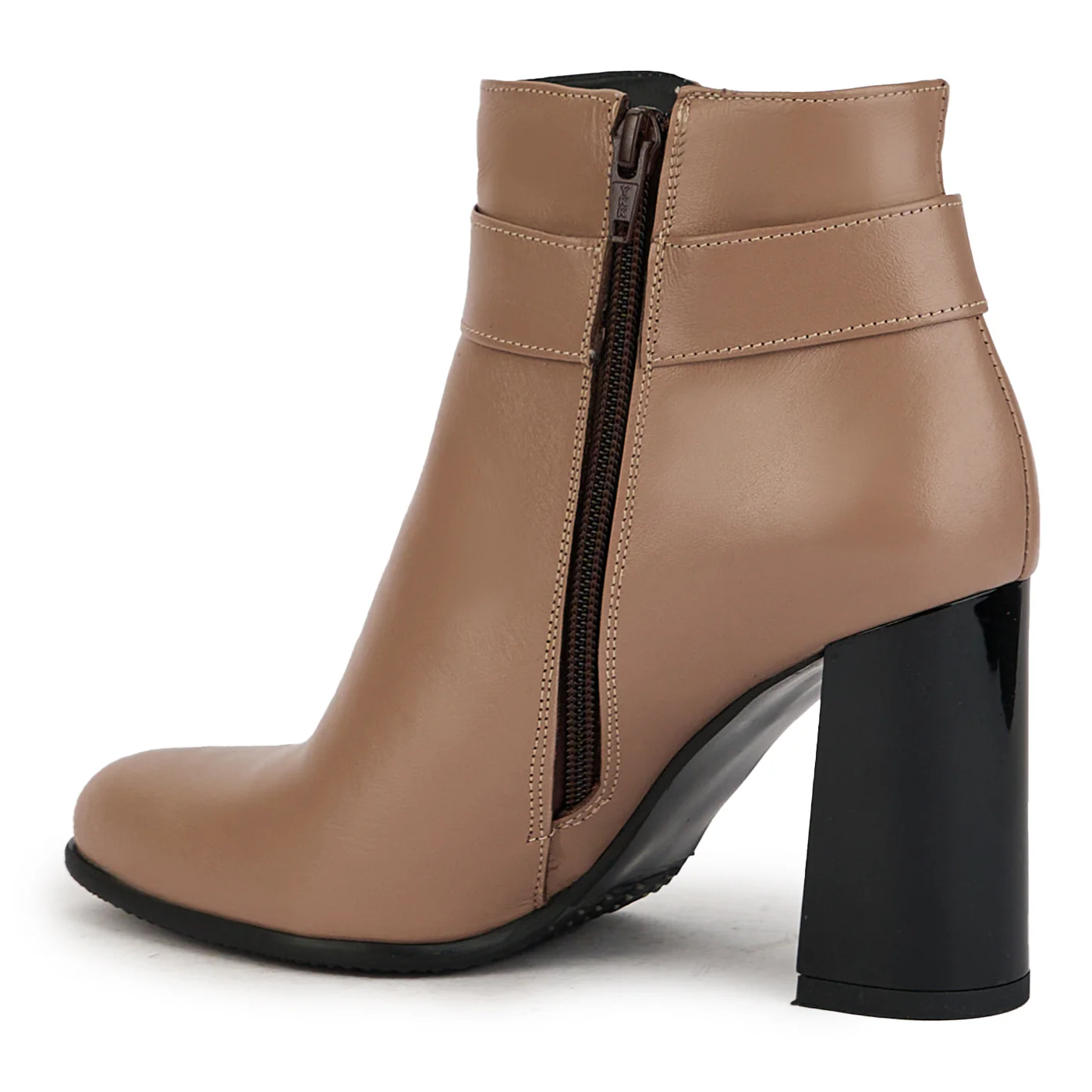 Botine dama din piele naturala bej cu toc gros 9 cm 17361 - Image 2