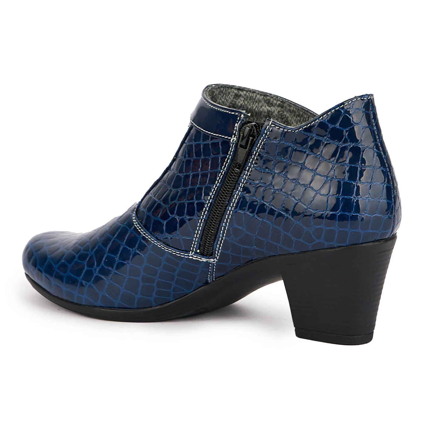 Botine dama din piele naturala bleumarin cu toc 6 cm 16886 - Image 2