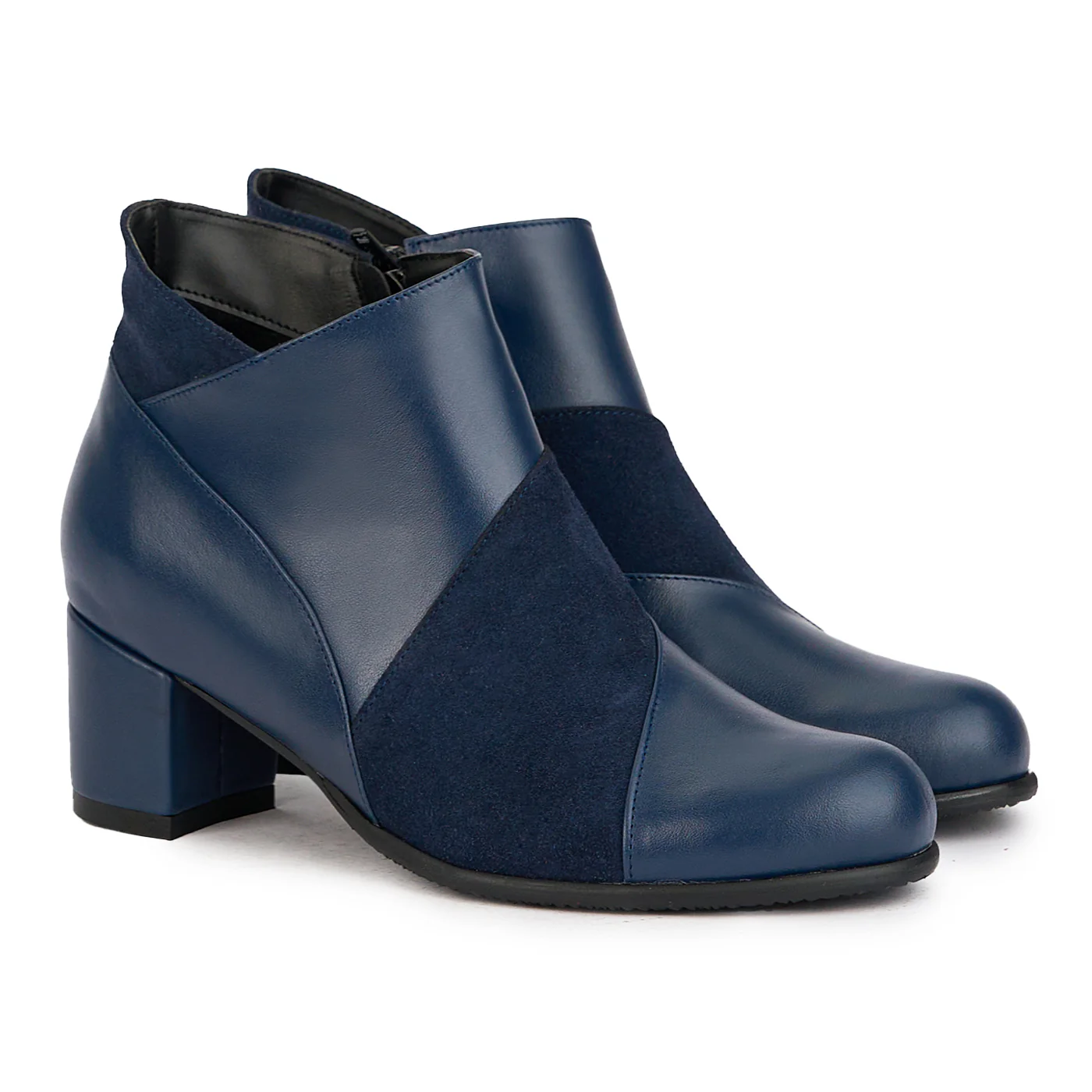 Botine dama din piele naturala bleumarin cu toc gros 5.5 cm 17263 - Image 4