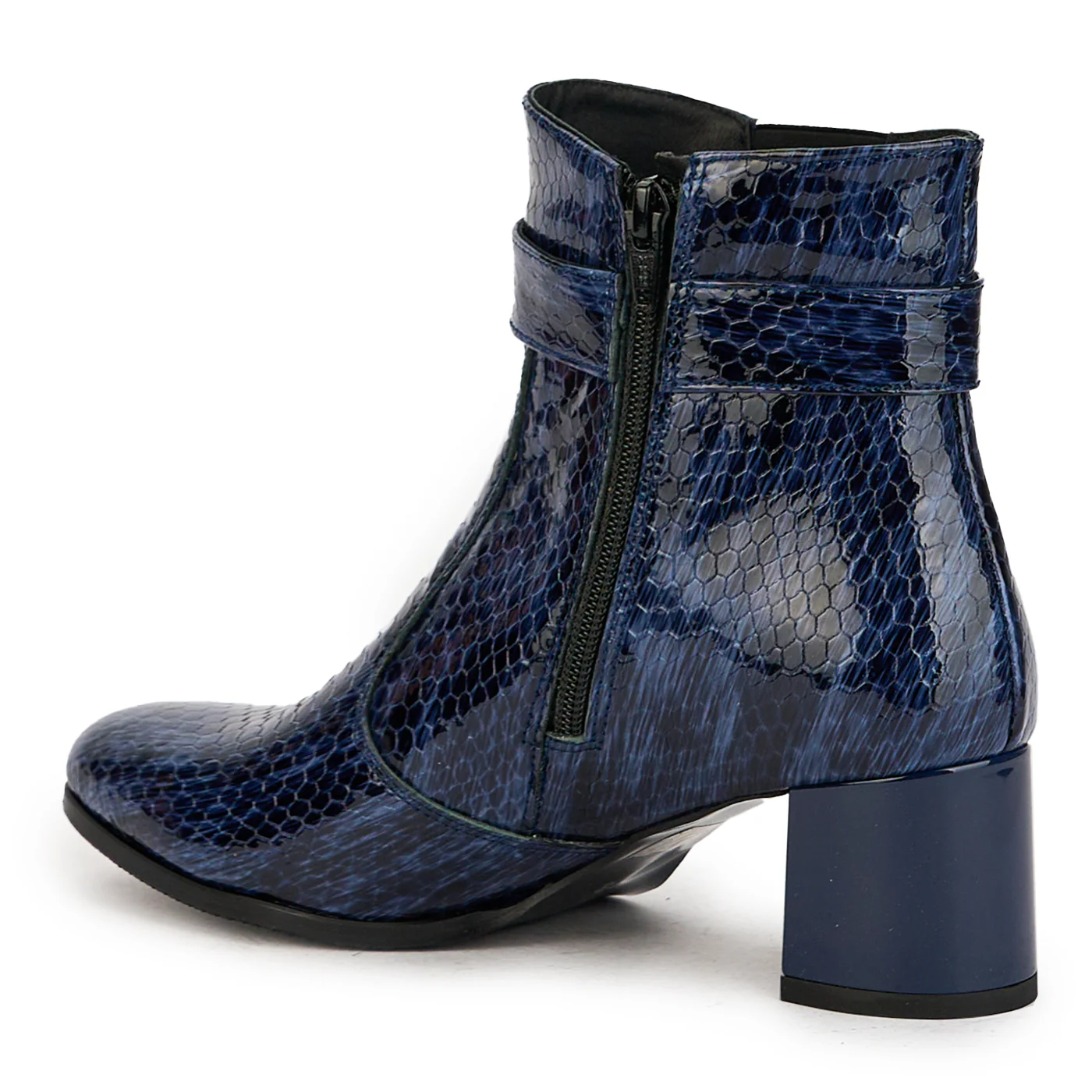 Botine dama din piele naturala bleumarin cu toc gros 5.5 cm 17330 - Image 2