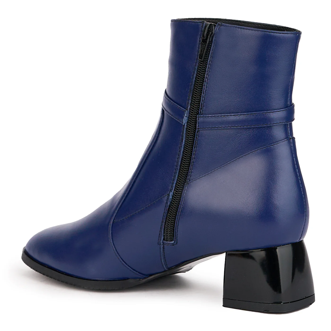 Botine dama din piele naturala bleumarin cu toc gros 5 cm 17086 - Image 2