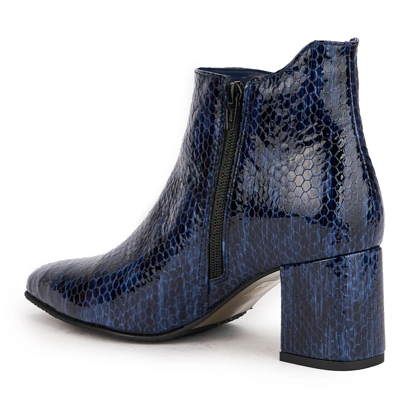 Botine dama din piele naturala bleumarin cu toc gros 6.5 cm 17159 - Image 2