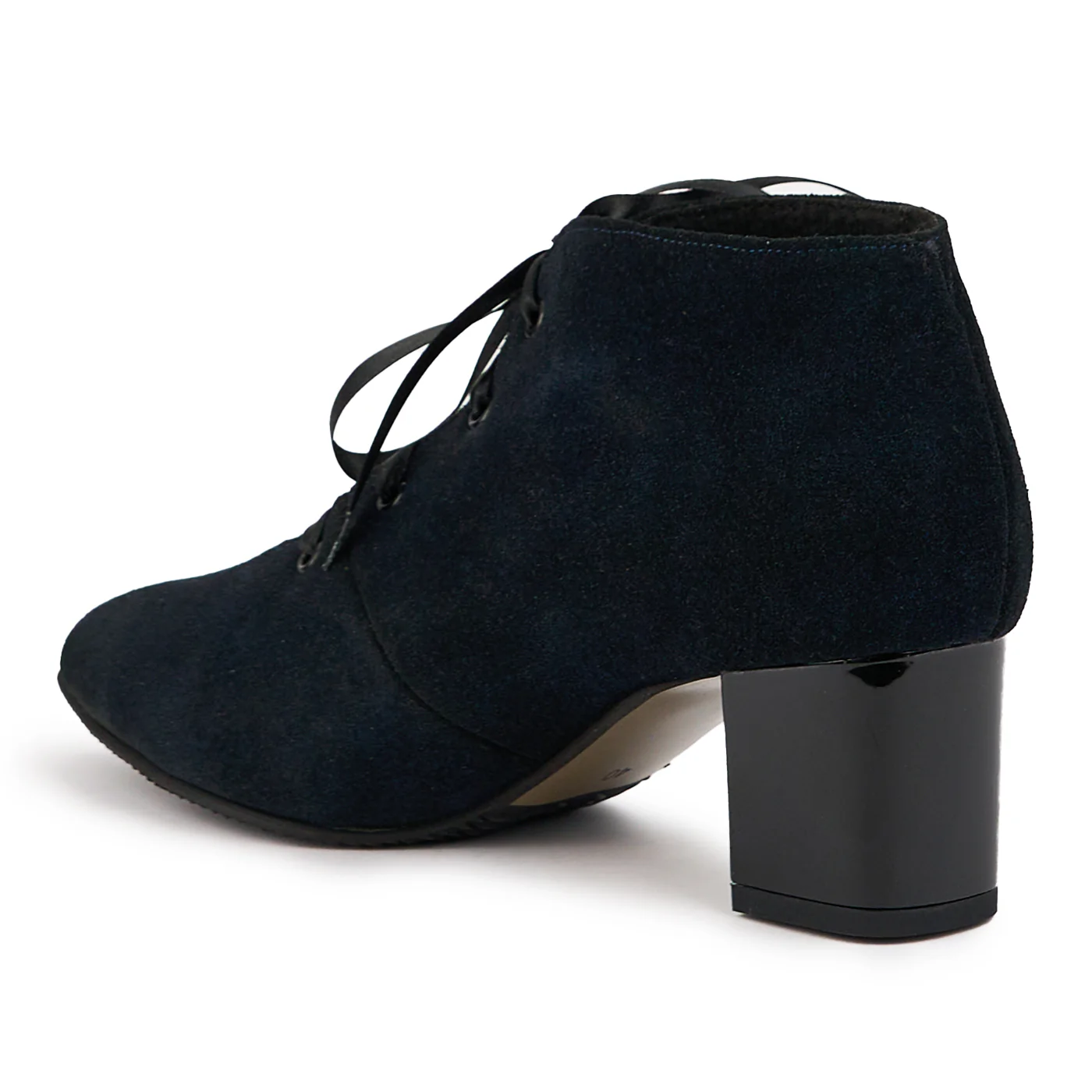 Botine dama din piele naturala bleumarin cu toc gros 6 cm 14689 - Image 2