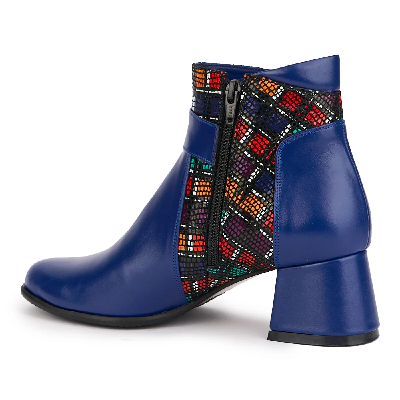 Botine dama din piele naturala bleumarin cu toc gros 6 cm 16943 - Image 2