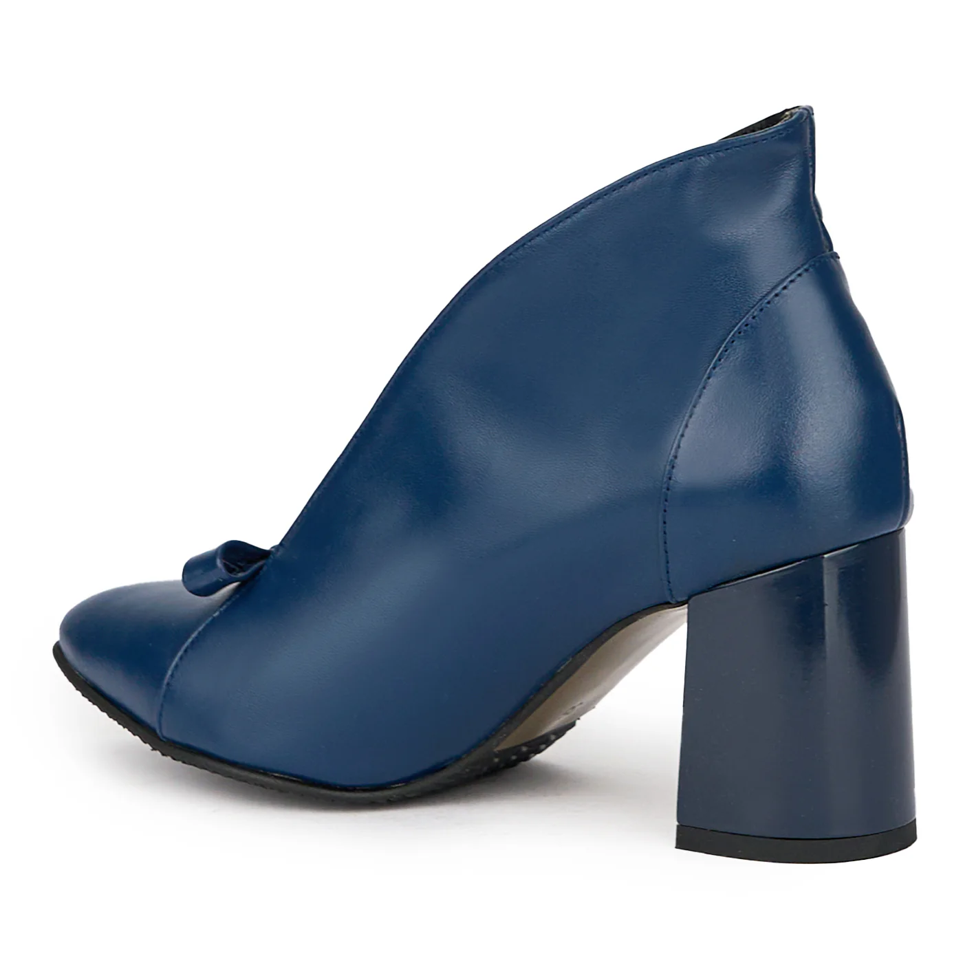 Botine dama din piele naturala bleumarin cu toc gros 7.5 cm 15570 - Image 2
