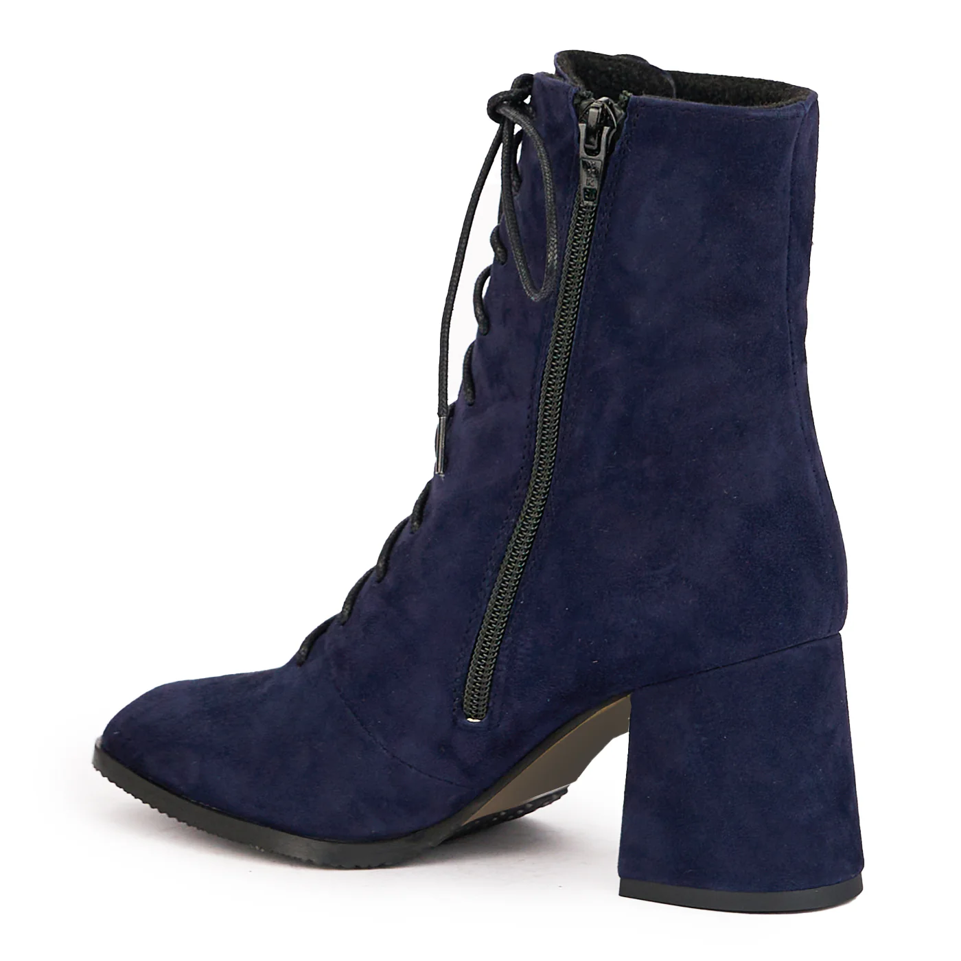 Botine dama din piele naturala bleumarin cu toc gros 7 cm 17120 - Image 2