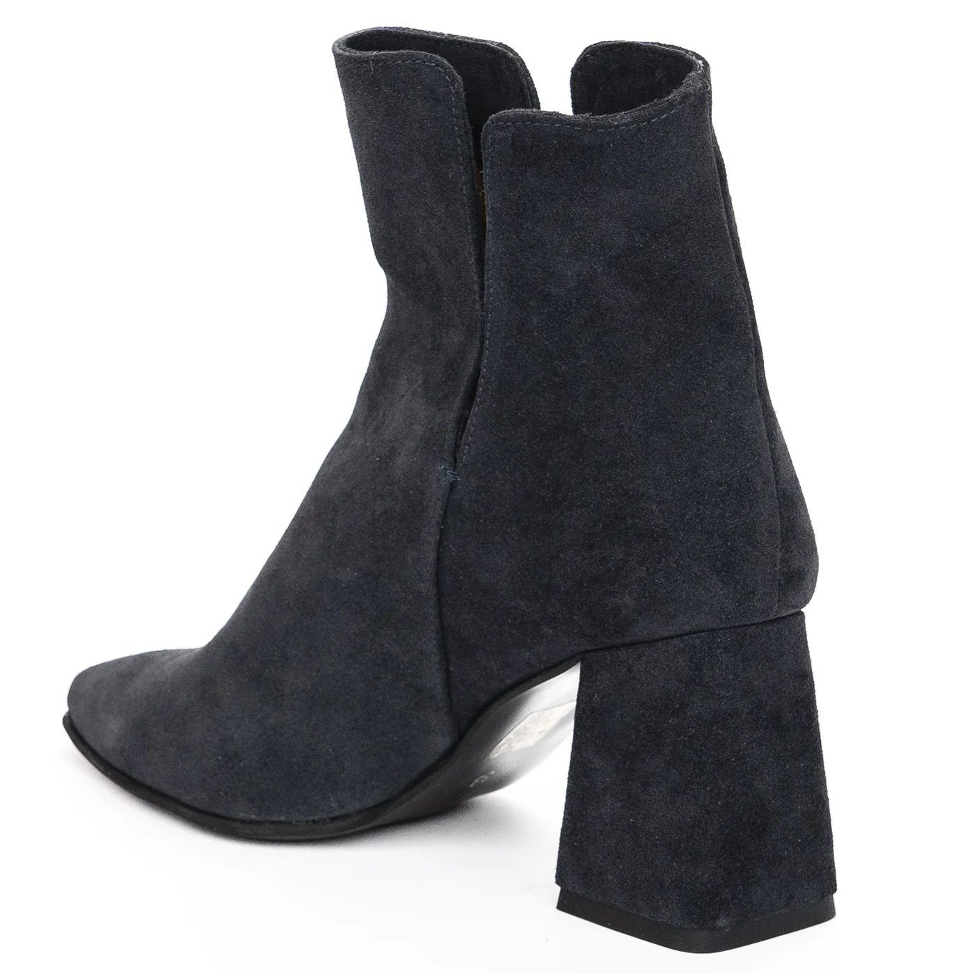 Botine dama din piele naturala bleumarin cu toc gros 8 cm 13952 - Image 2