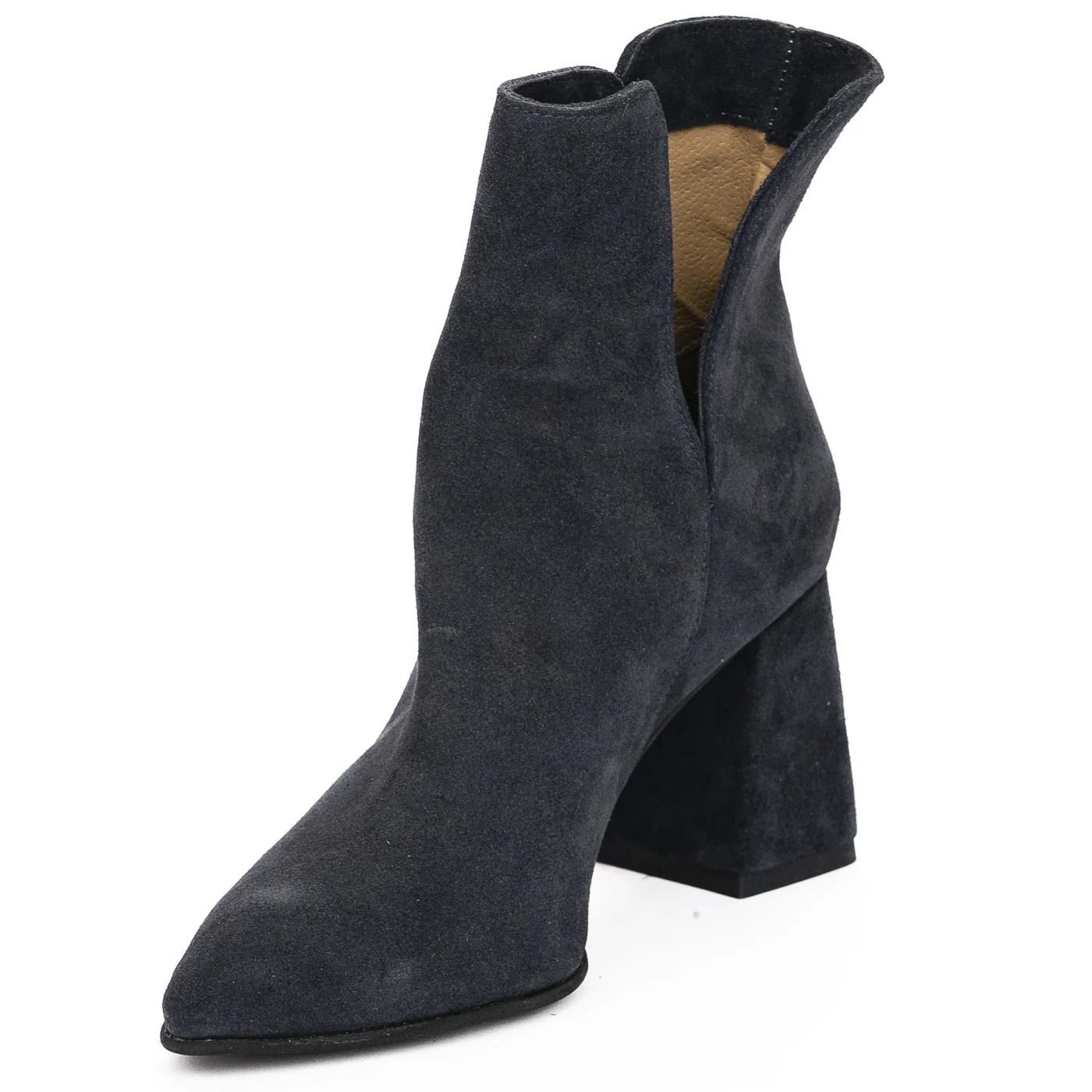 Botine dama din piele naturala bleumarin cu toc gros 8 cm 13952 - Image 3