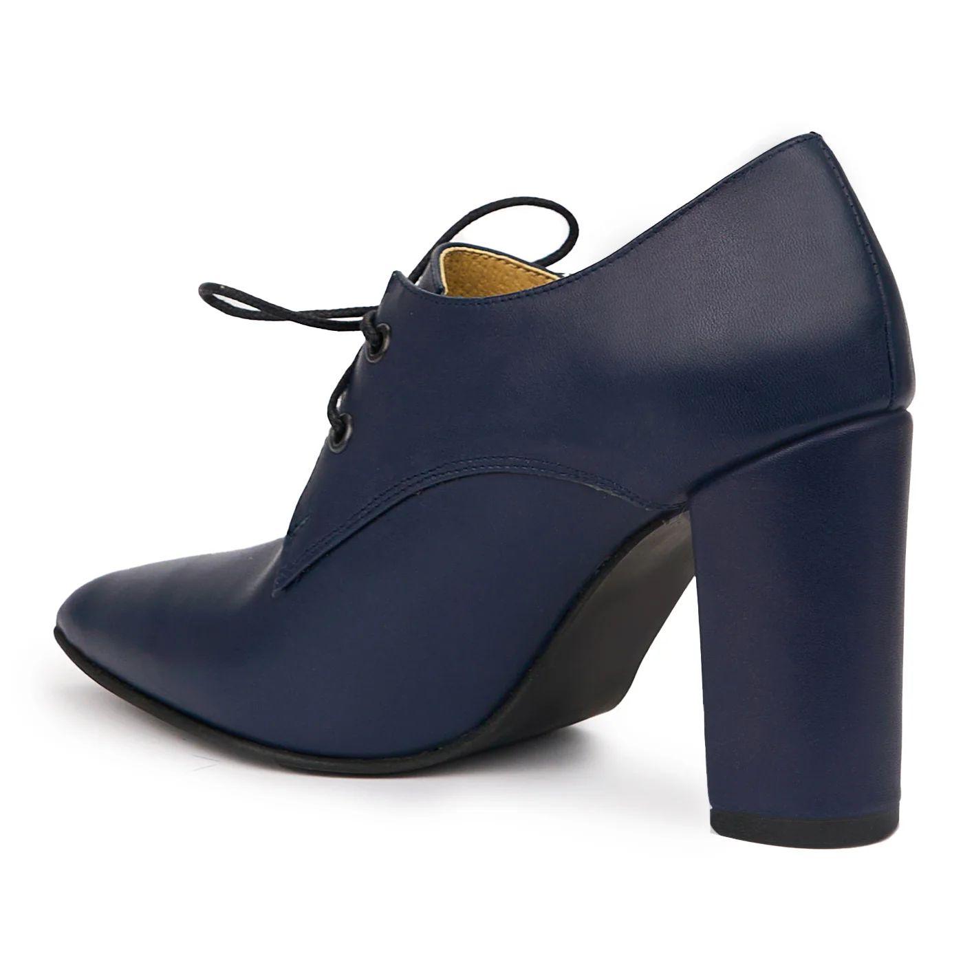 Botine dama din piele naturala bleumarin cu toc gros 9.5 cm 14273 - Image 2